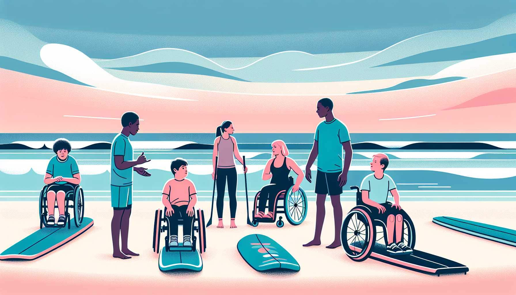 Illustration of a surf therapy session