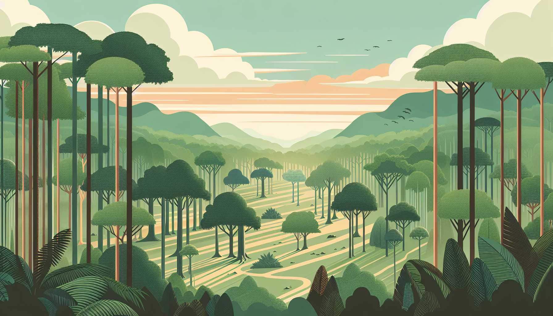 Illustration of forest management scene