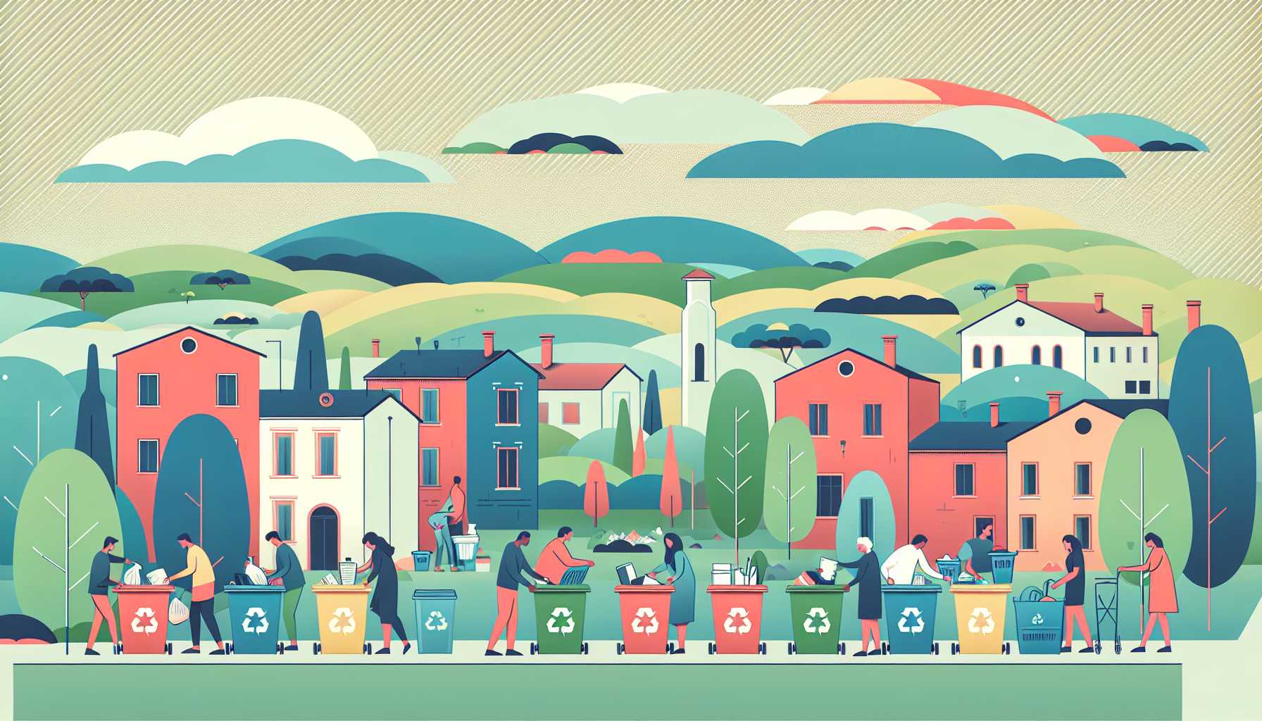 Illustration of community recycling efforts