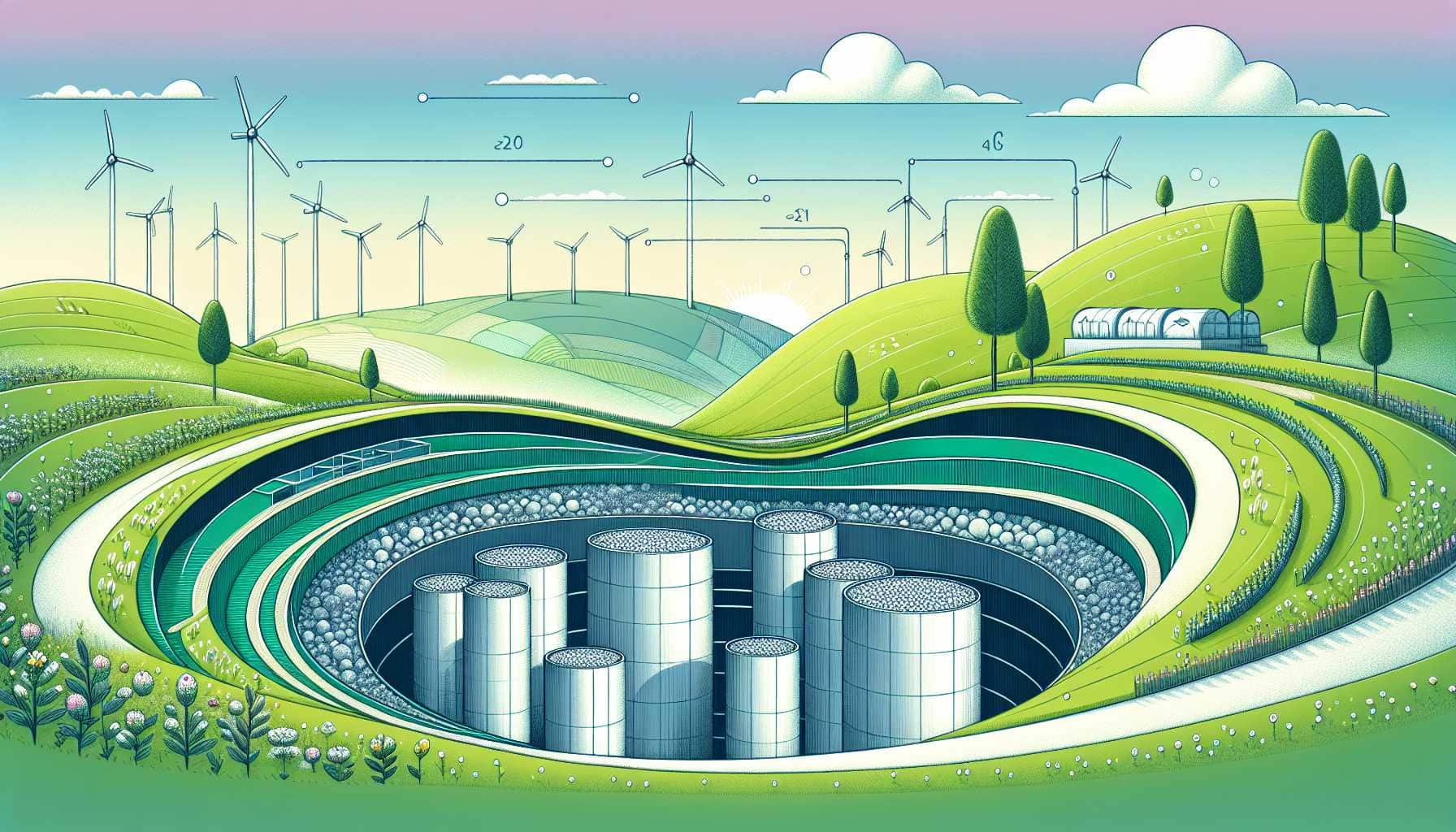 Illustration of a biochar storage site