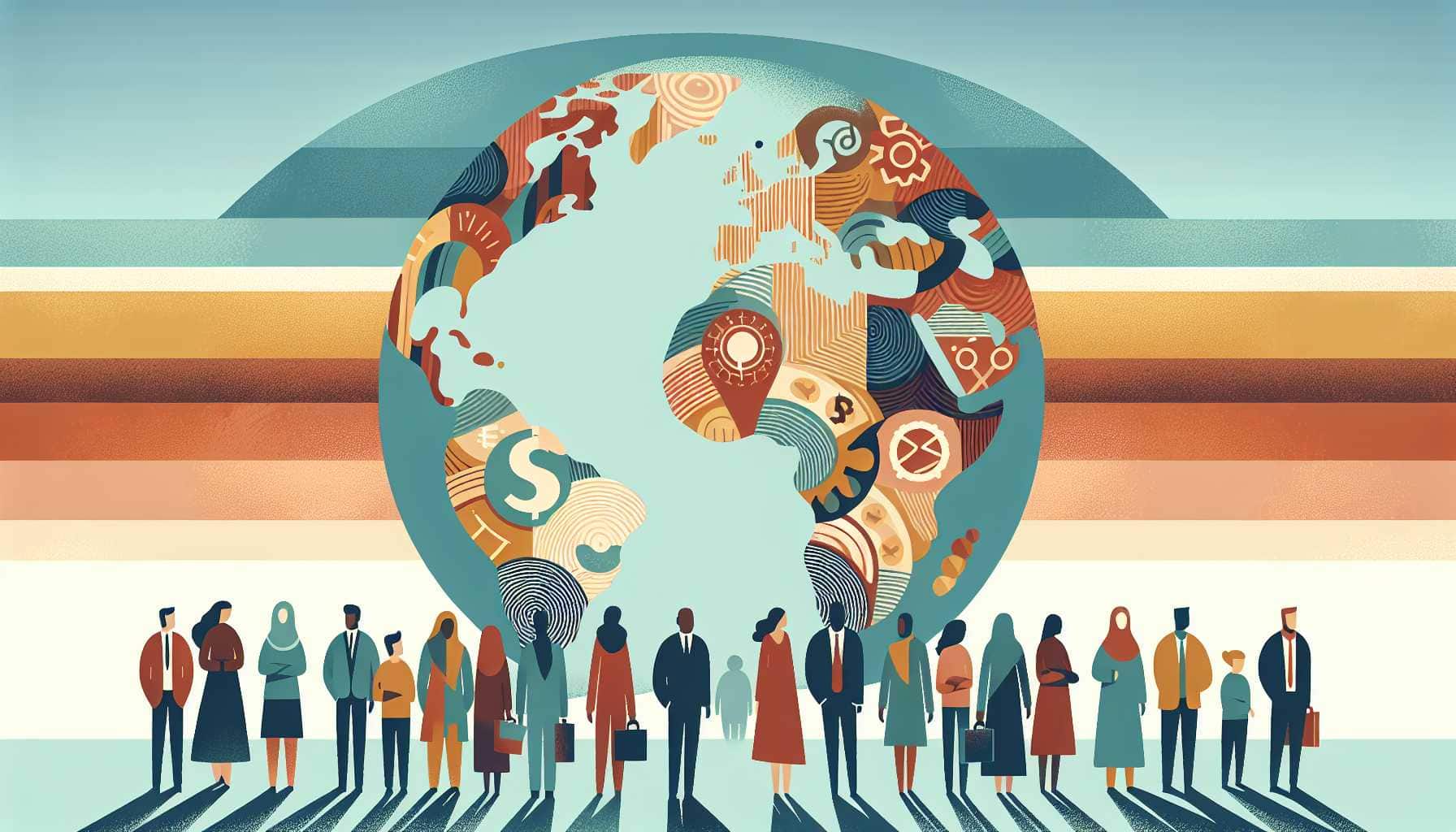 Illustration of a diverse group united