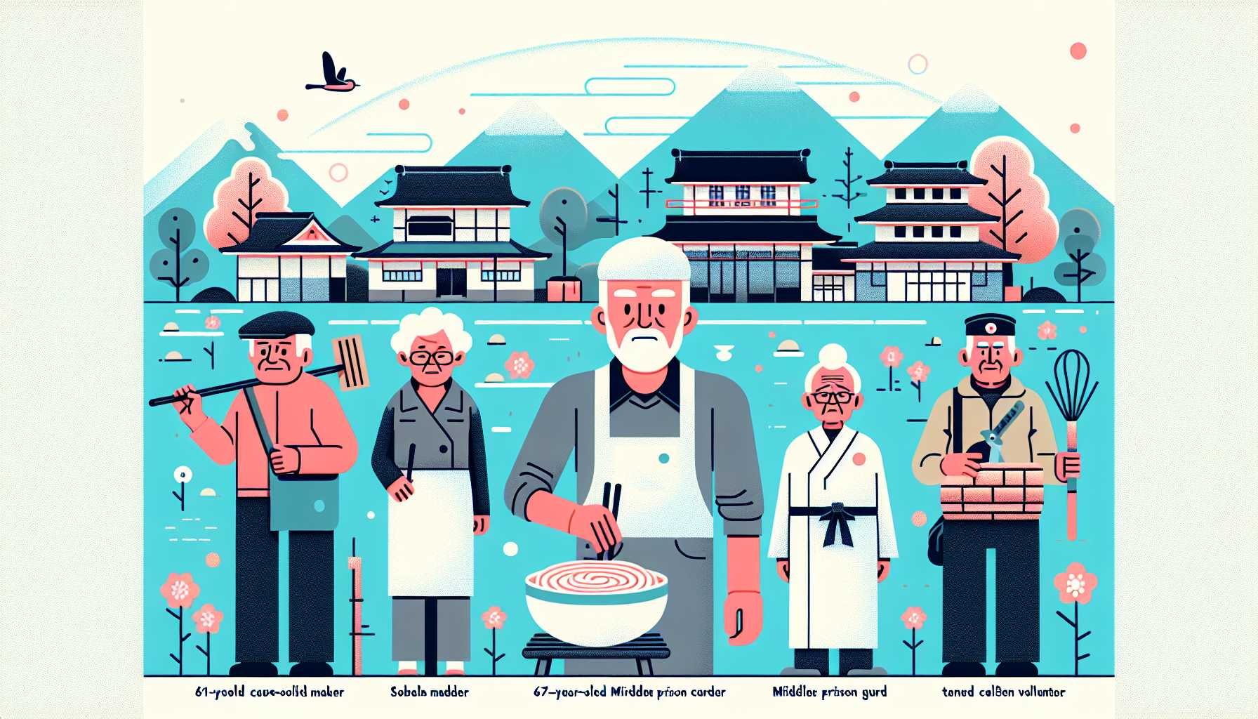 Illustration of Kawara town residents