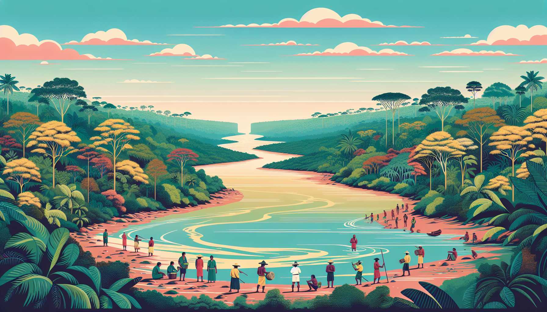 Illustration of Amazonian landscape