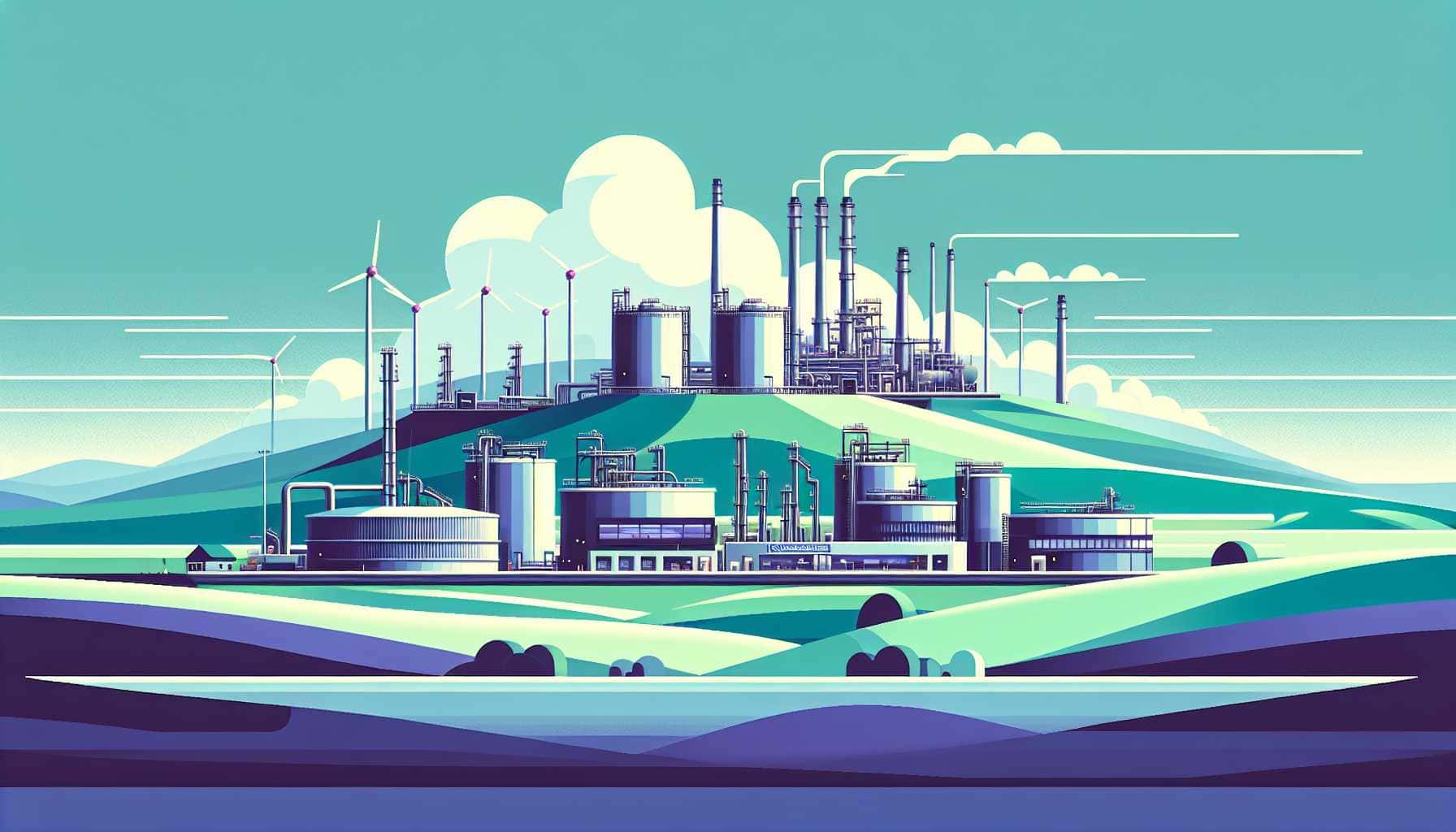 Illustration of modern industrial landscape