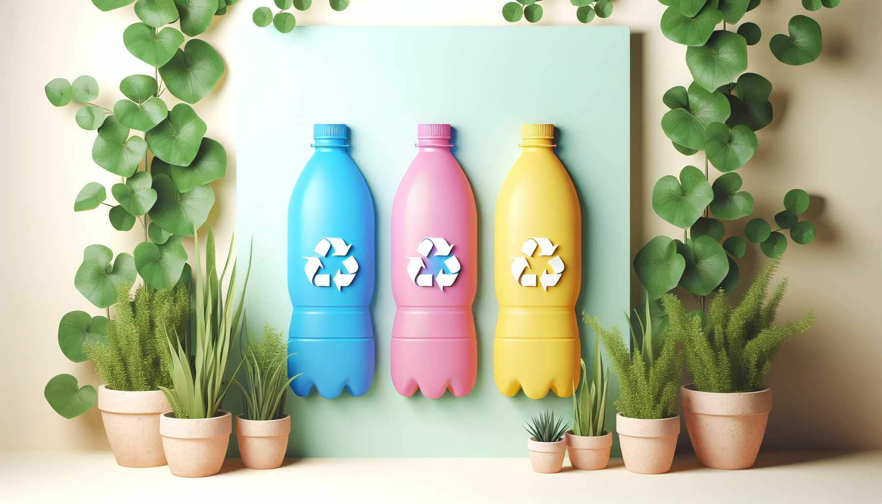 Illustration of colorful plastic bottles