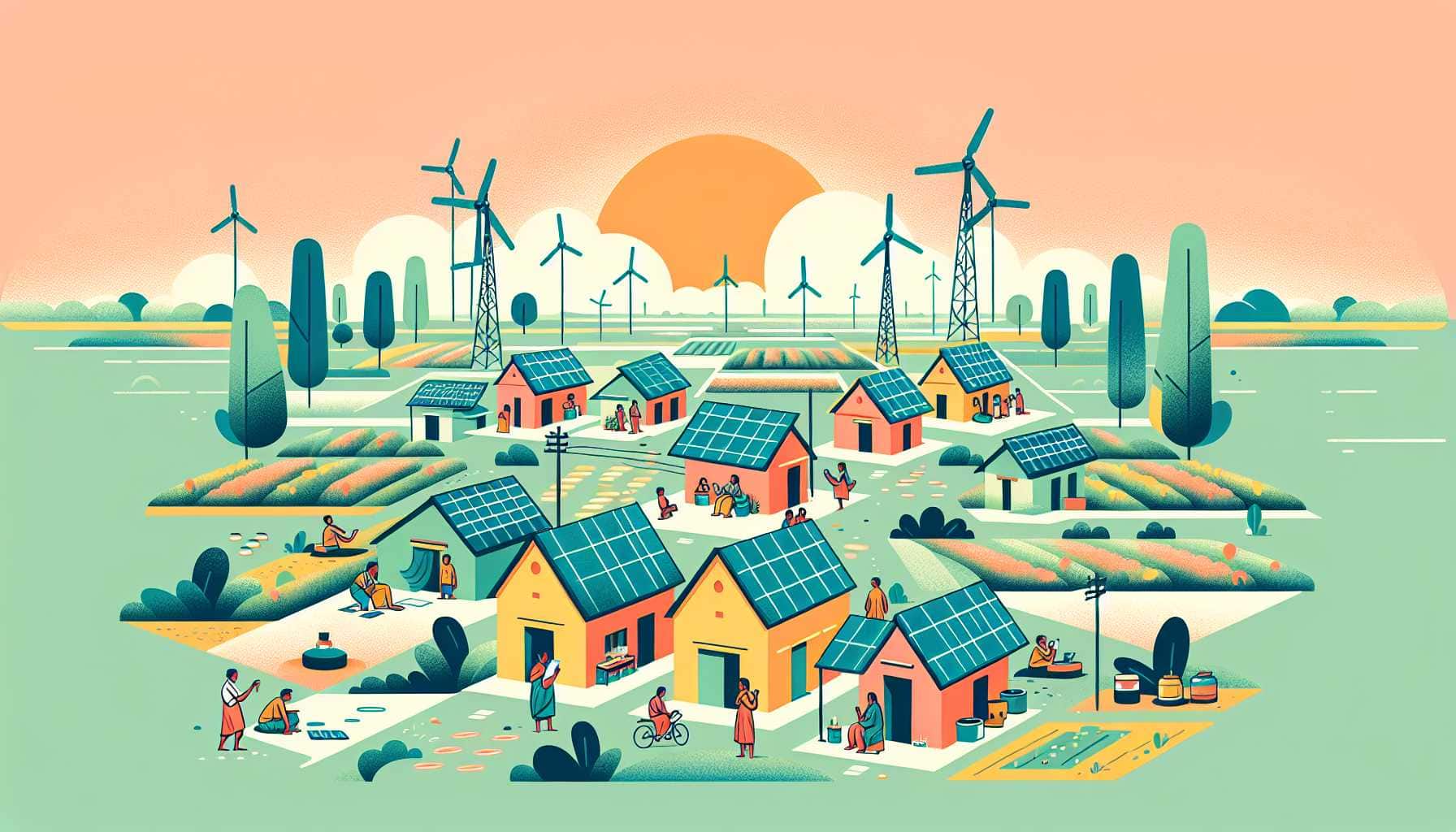 Illustration of a rural Indian village