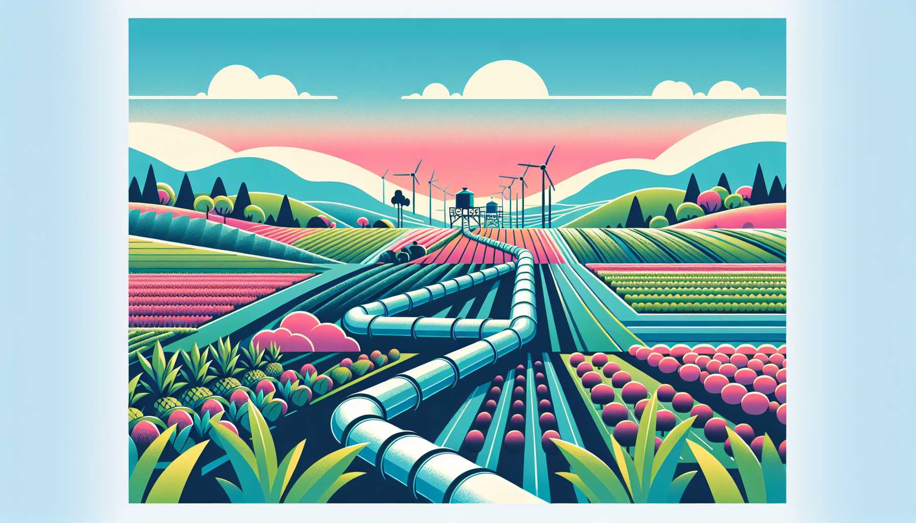 Illustration of vibrant agricultural landscape