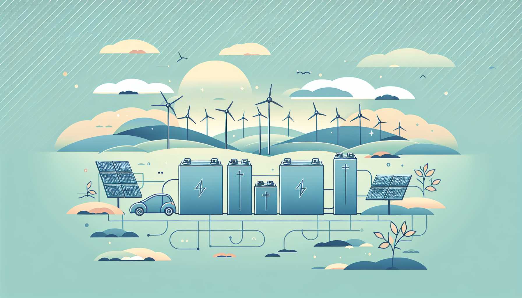 Illustration of used EV batteries