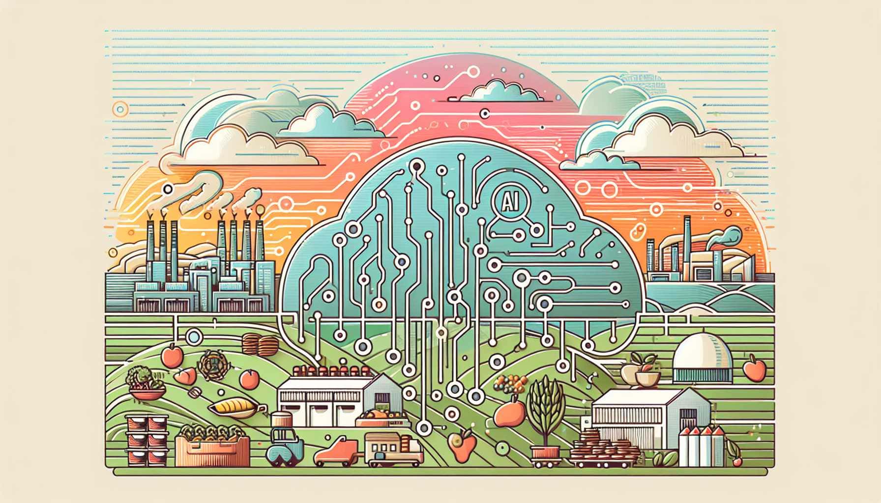 Illustration of AI monitoring food waste