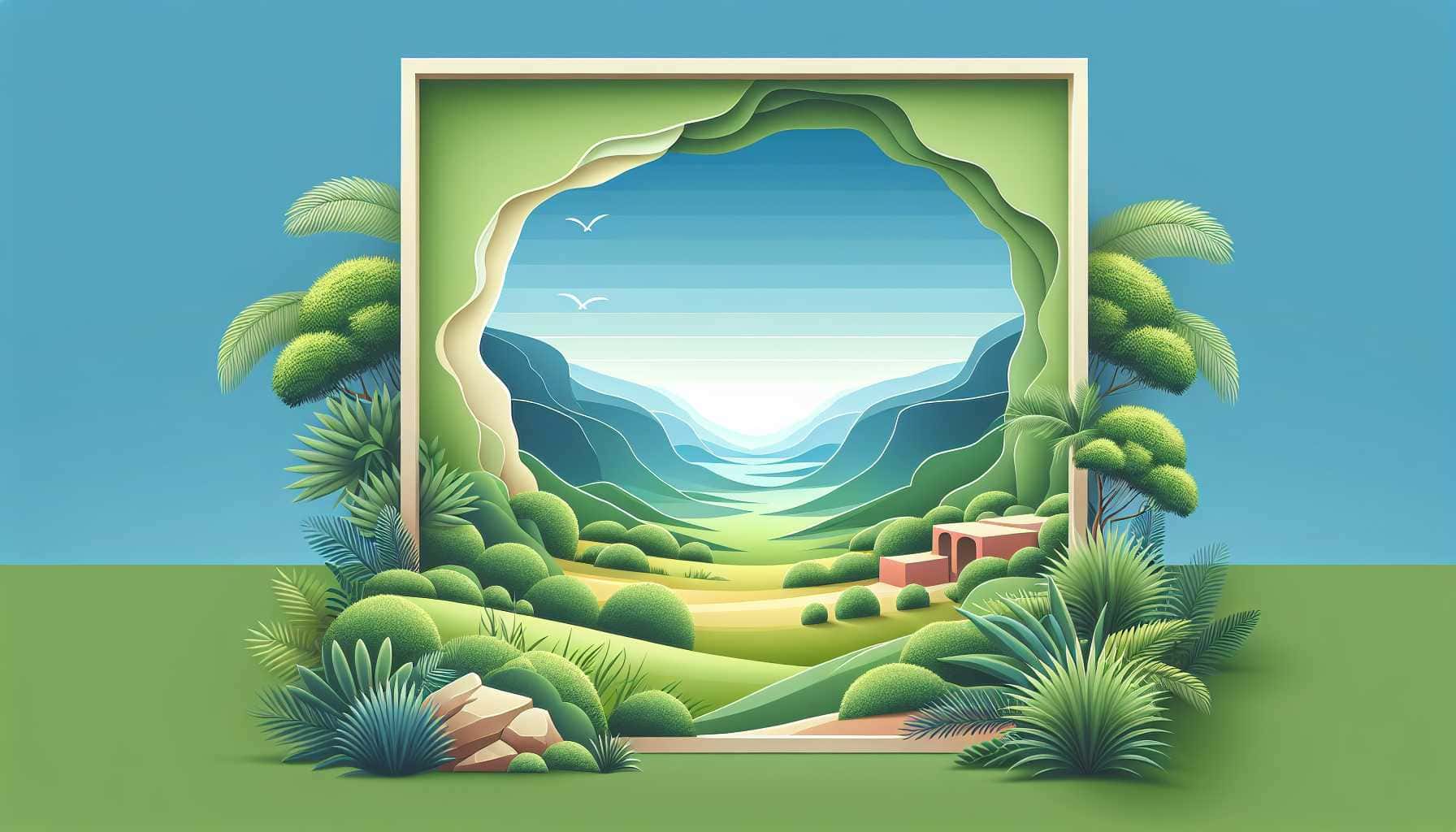 Illustration of rocky arch view