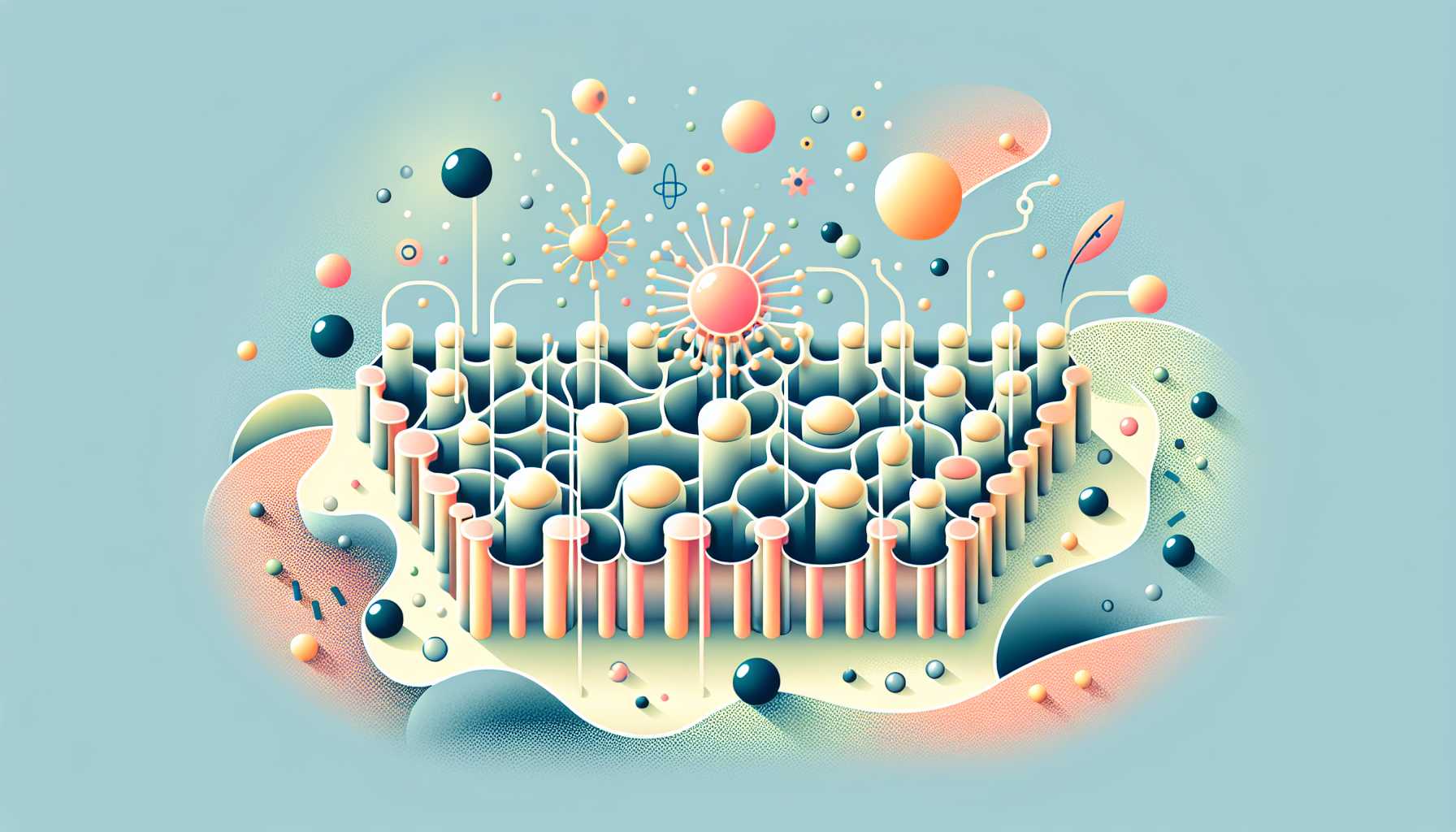 Illustration of biomimetic membrane channels