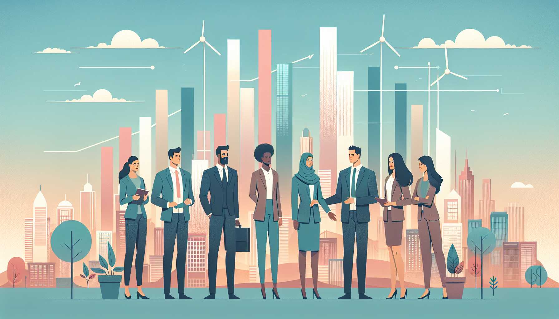 Illustration of businesspeople cooperating