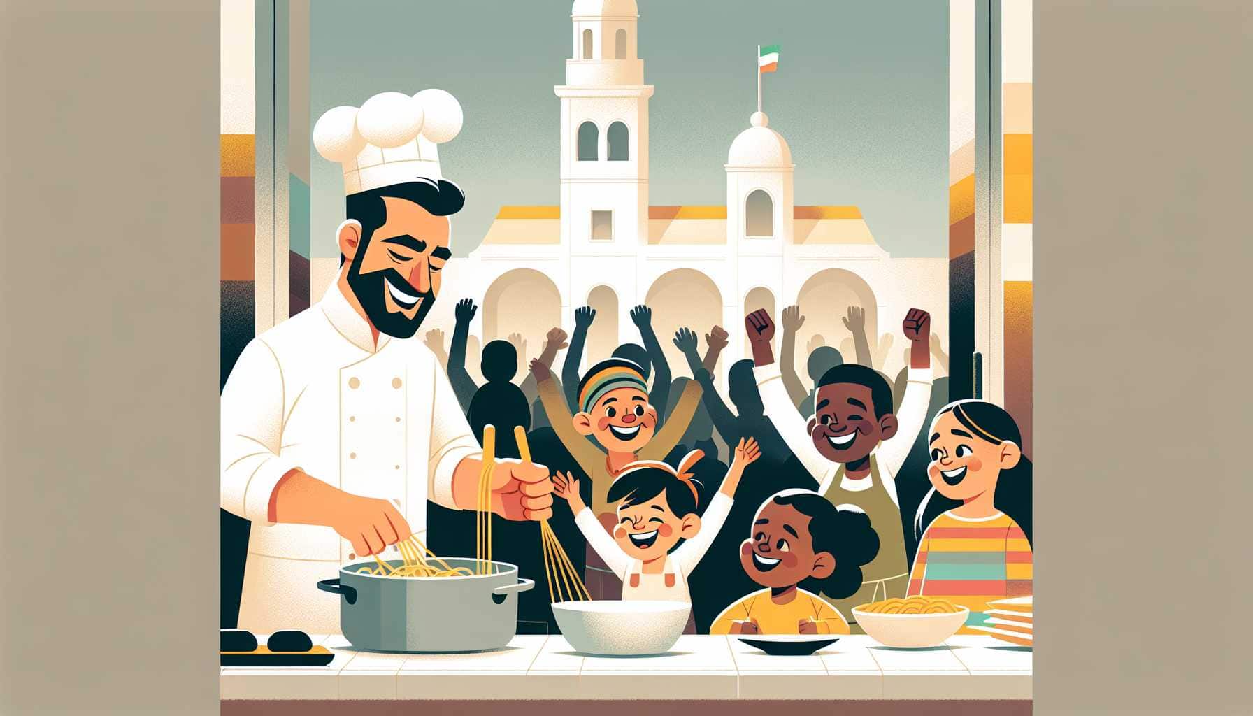 Illustration of Chef Bruno cooking