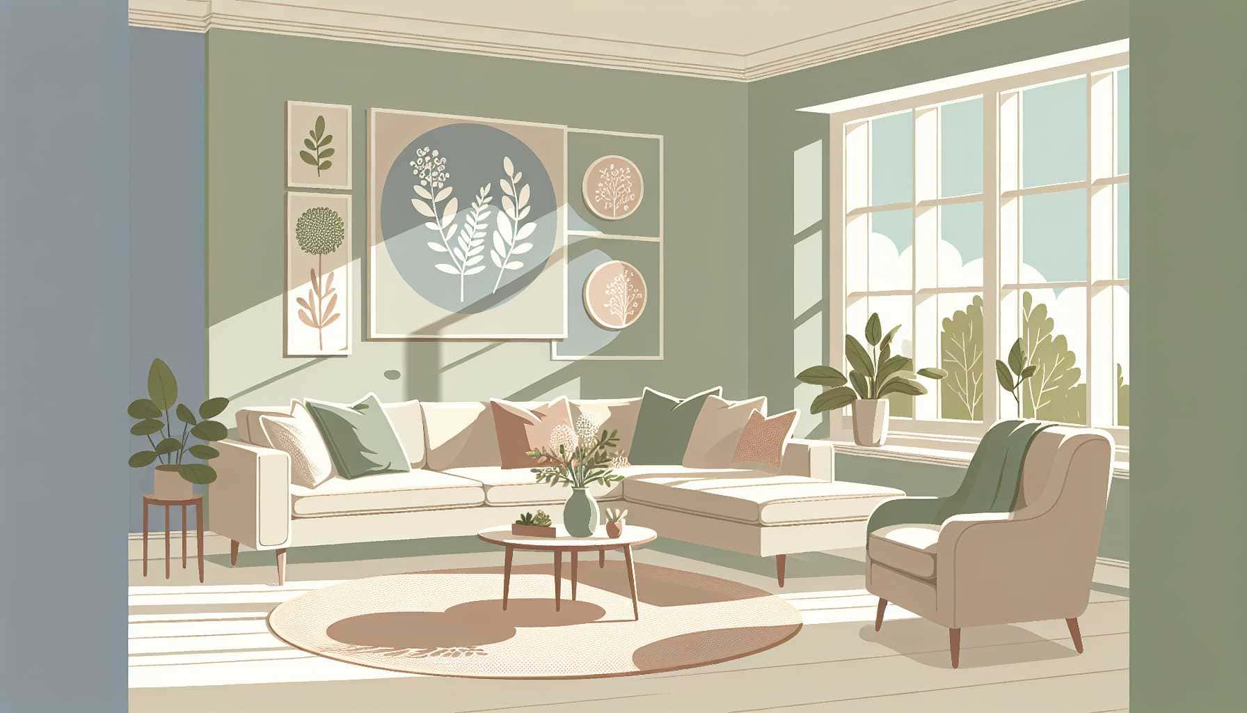 Illustration of a cozy living room