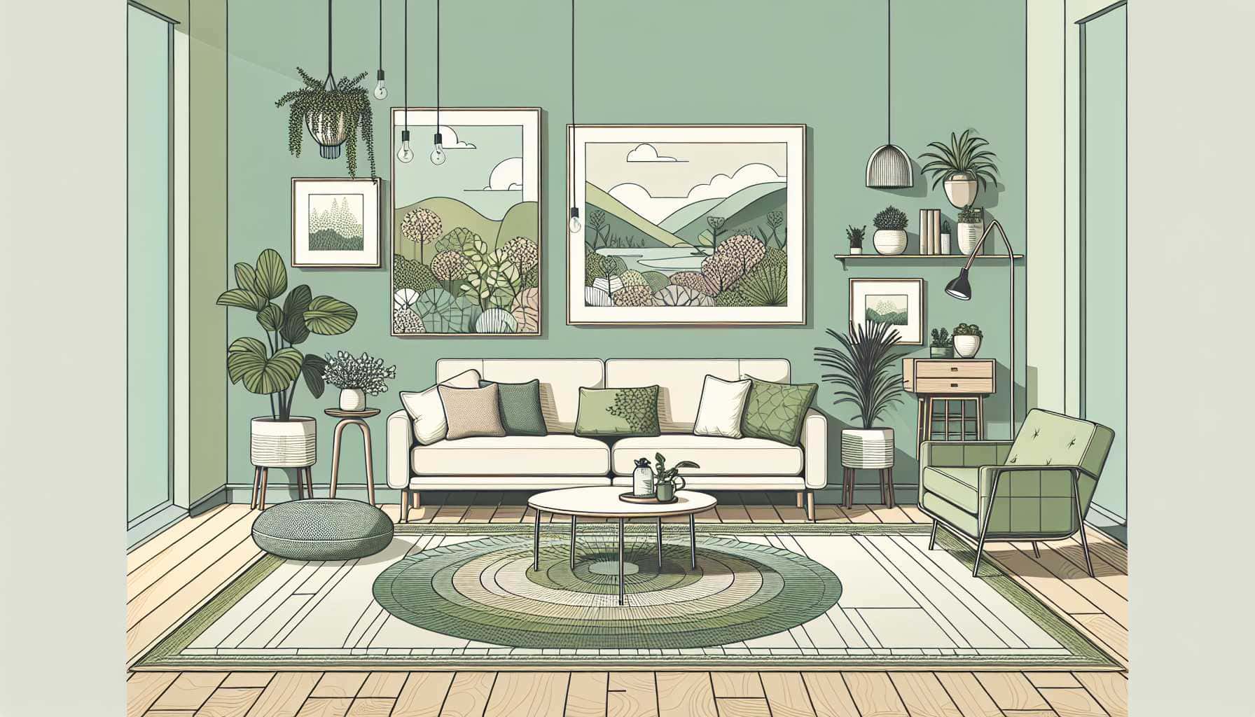 Illustration of a cozy living room