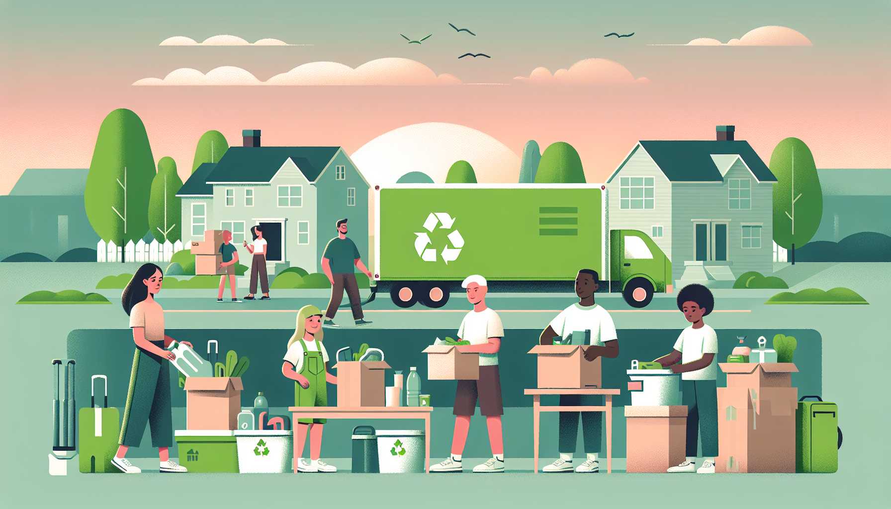 Illustration of an eco-friendly moving scene