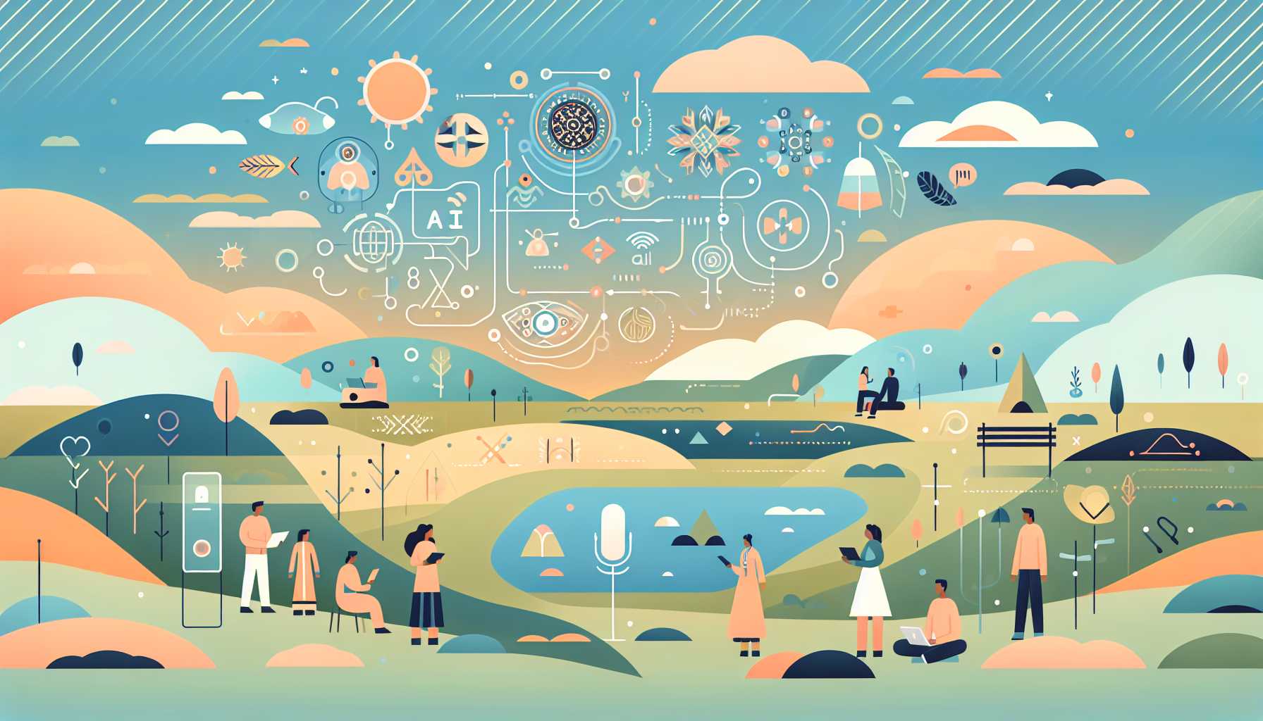 Illustration of futuristic community preserving languages
