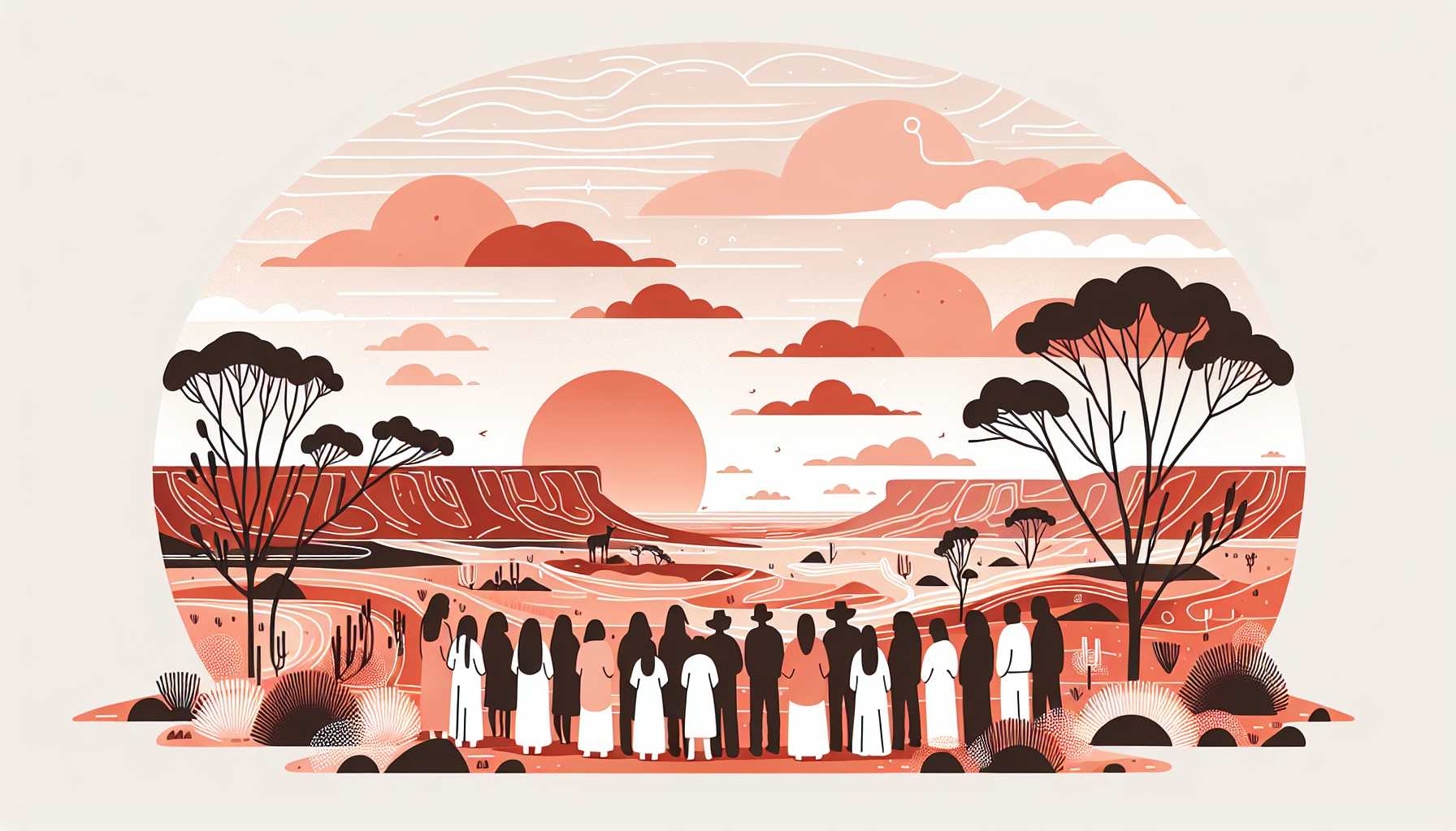Illustration of Indigenous Australians gathering