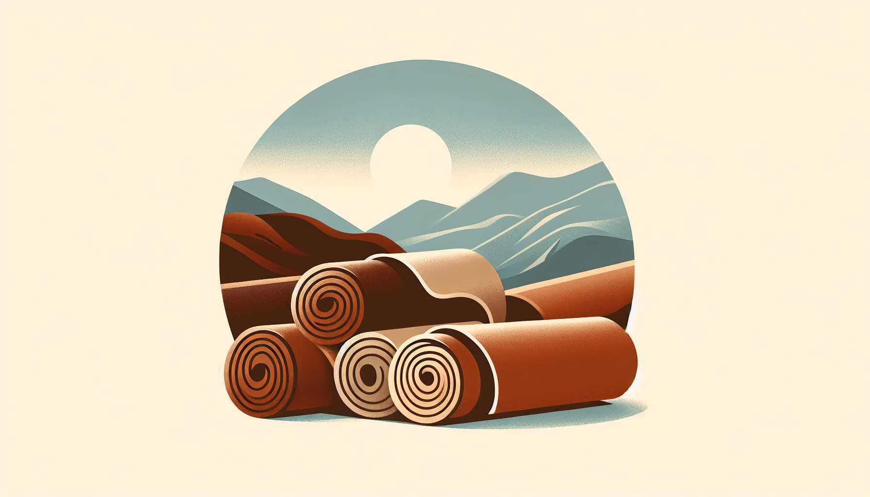 Illustration of rolled textile sheets
