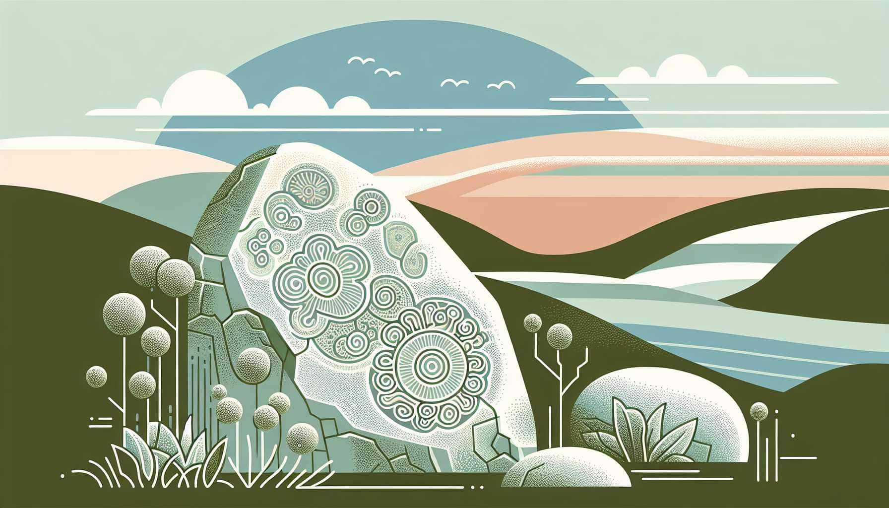 Illustration of lichens on stones