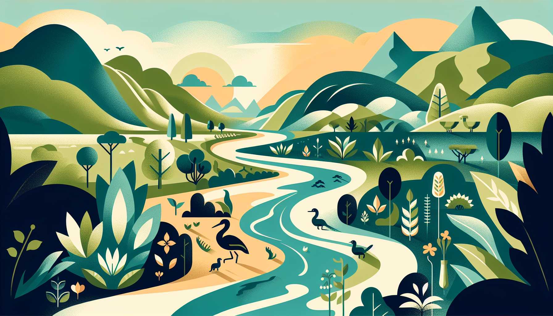 Illustration of a flowing river