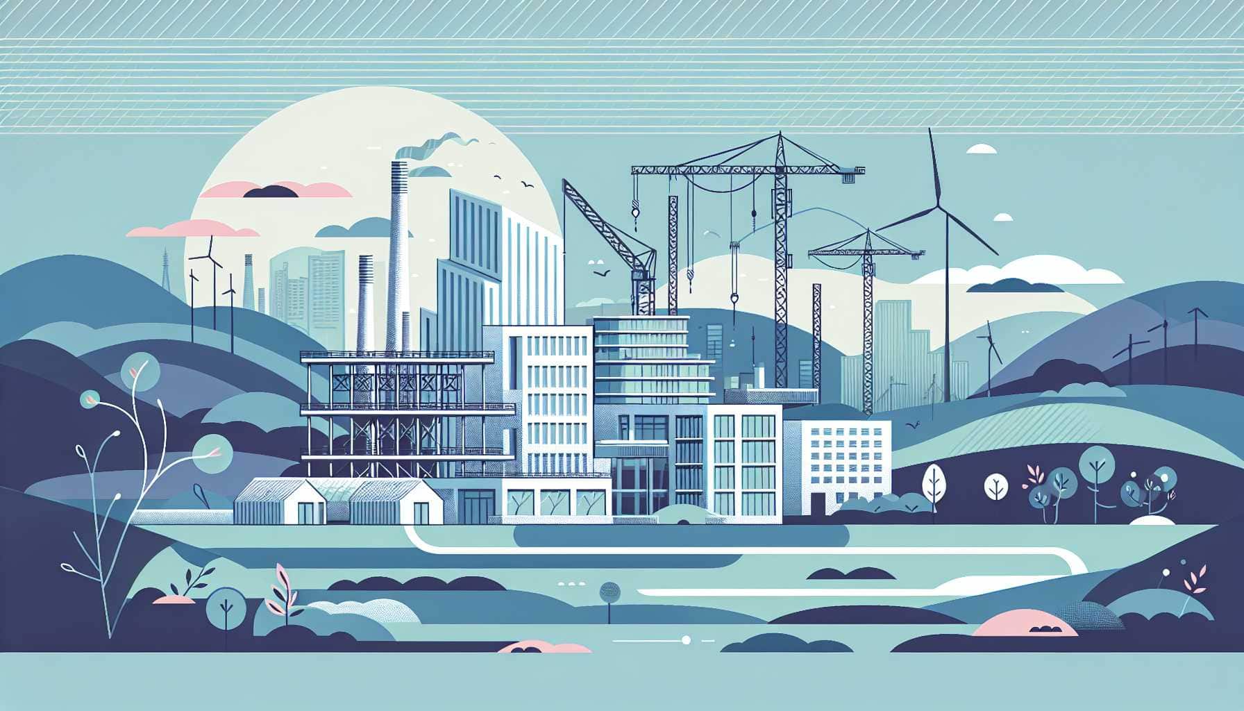 Illustration of a modern construction site