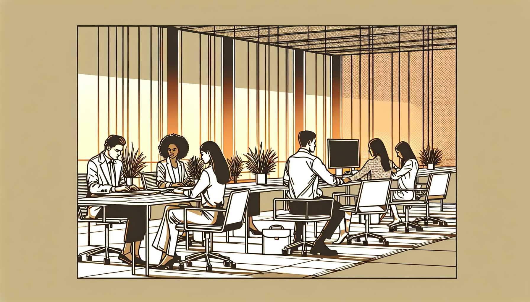Illustration of a modern office scene