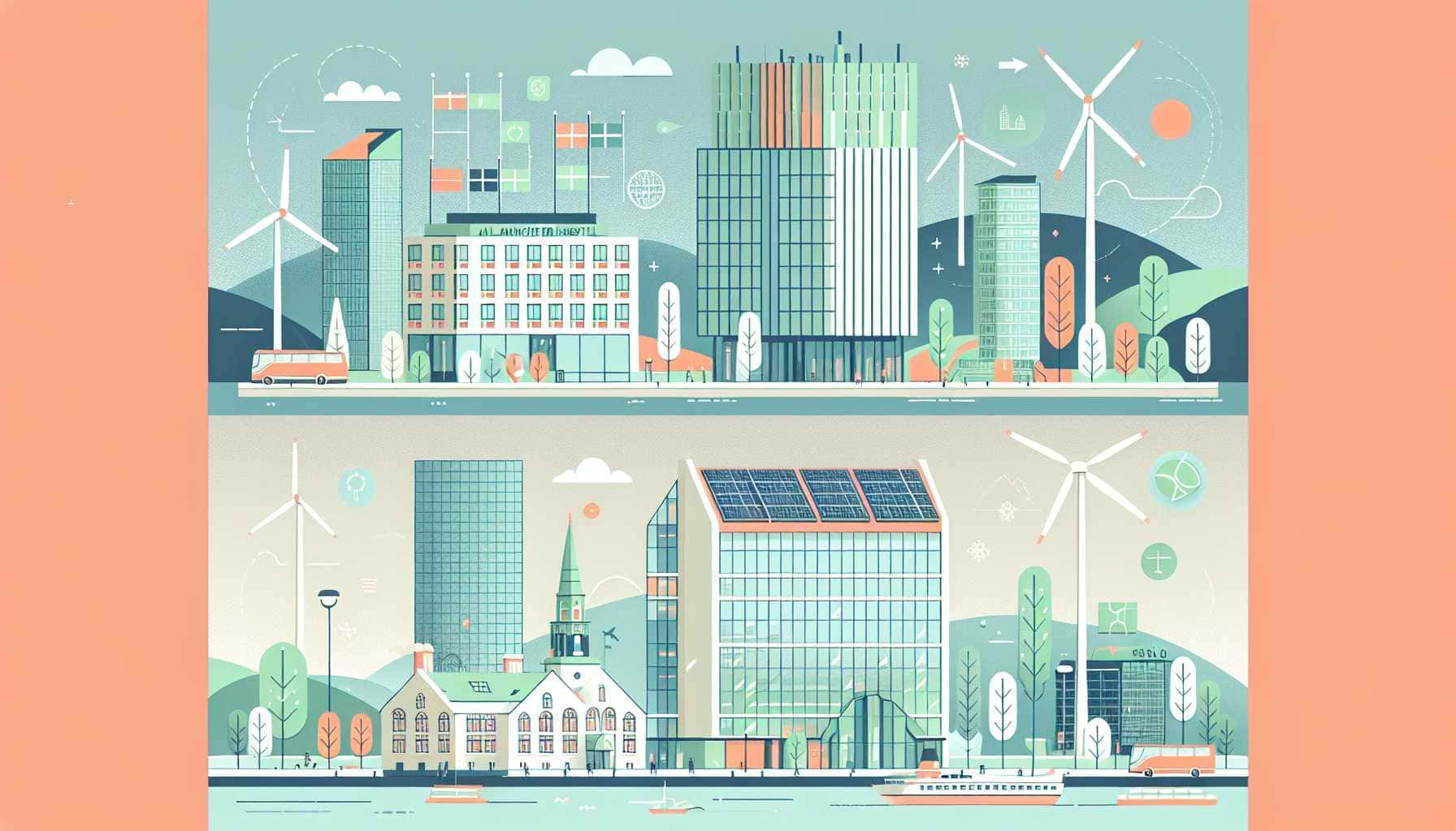 Illustration of modern net zero hotels