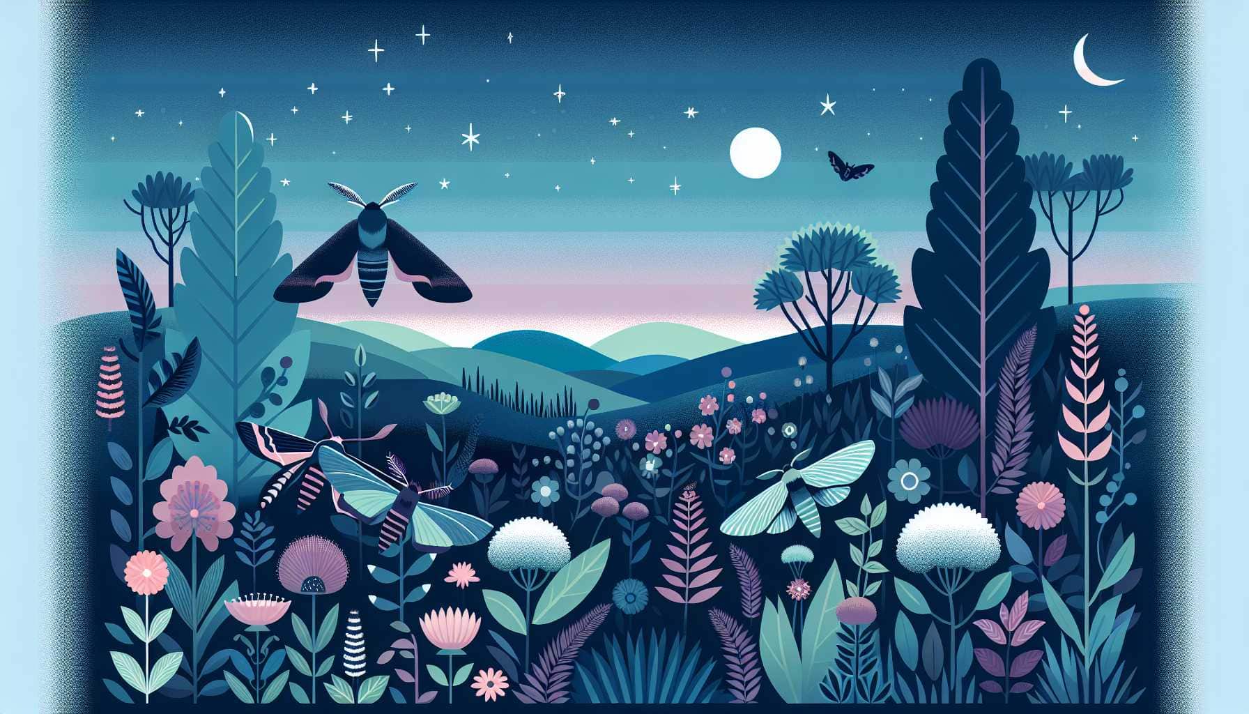 Illustration of moths and bats
