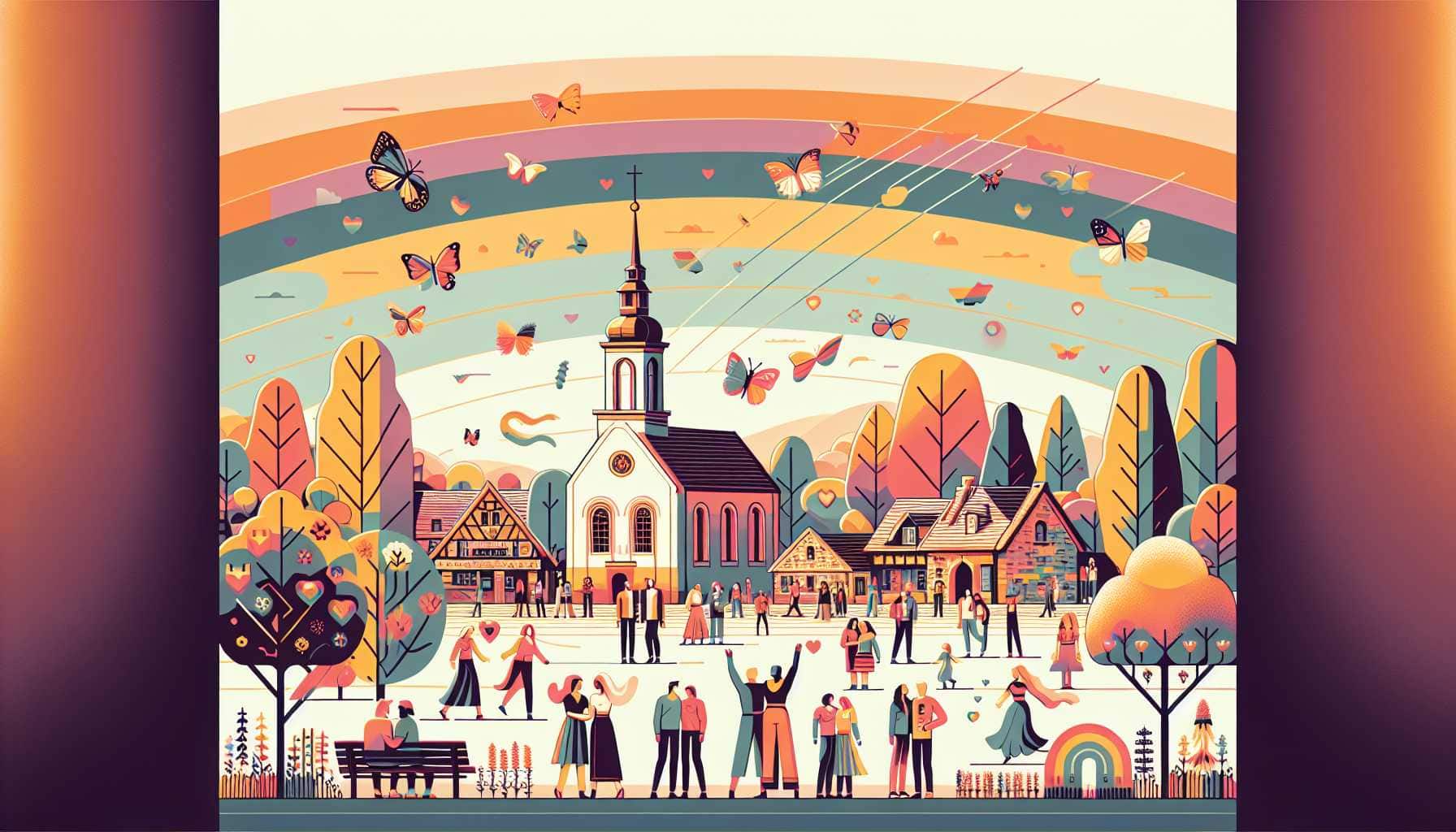 Illustration of diverse people in Poland