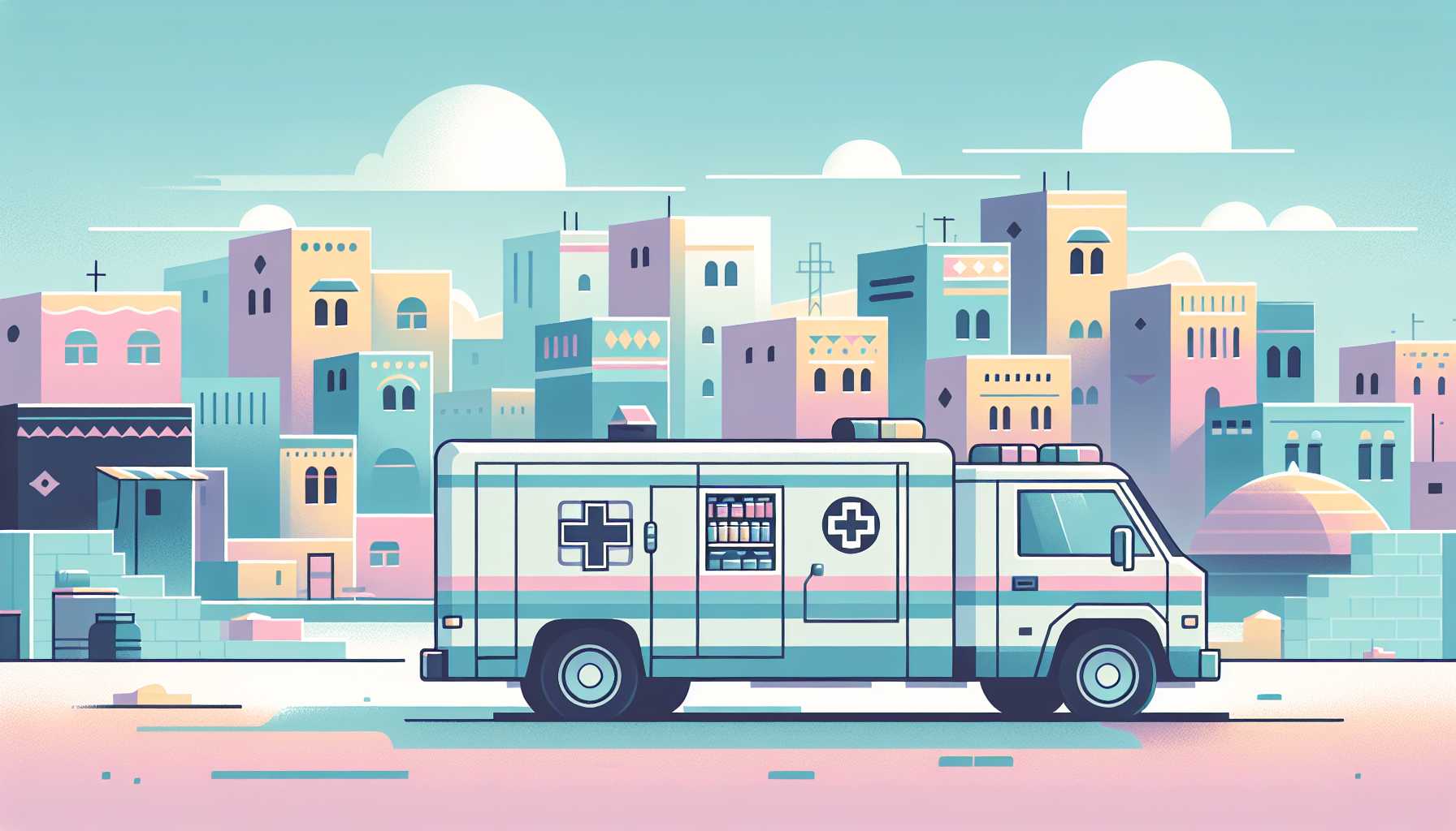 Illustration of Popemobile as clinic