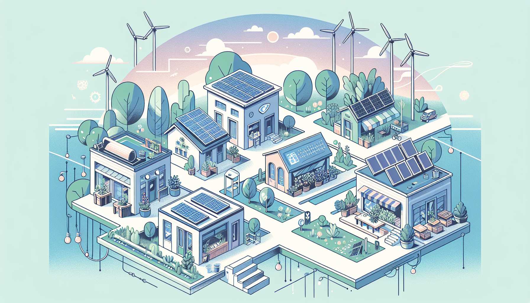 Illustration of small businesses pursuing net zero