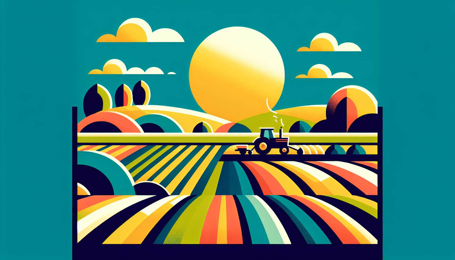 Illustration of tractor in field