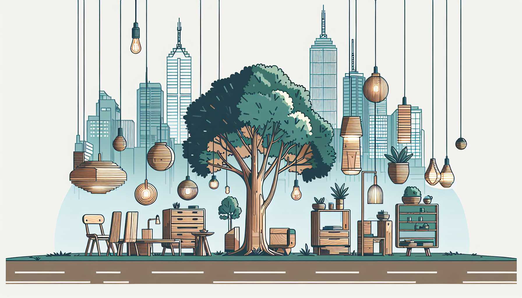 Illustration of transformed tree furniture