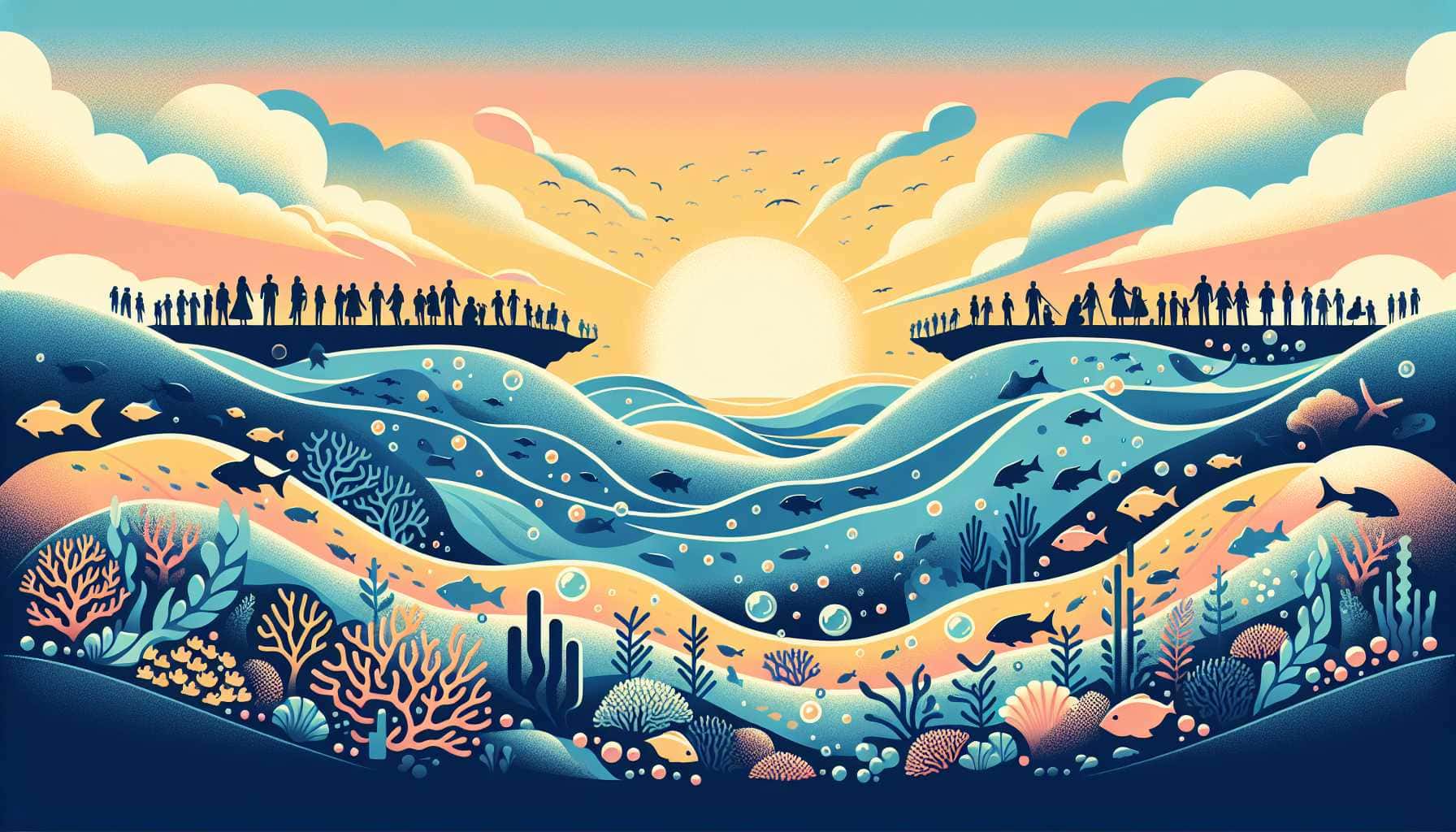 Illustration of vibrant ocean life