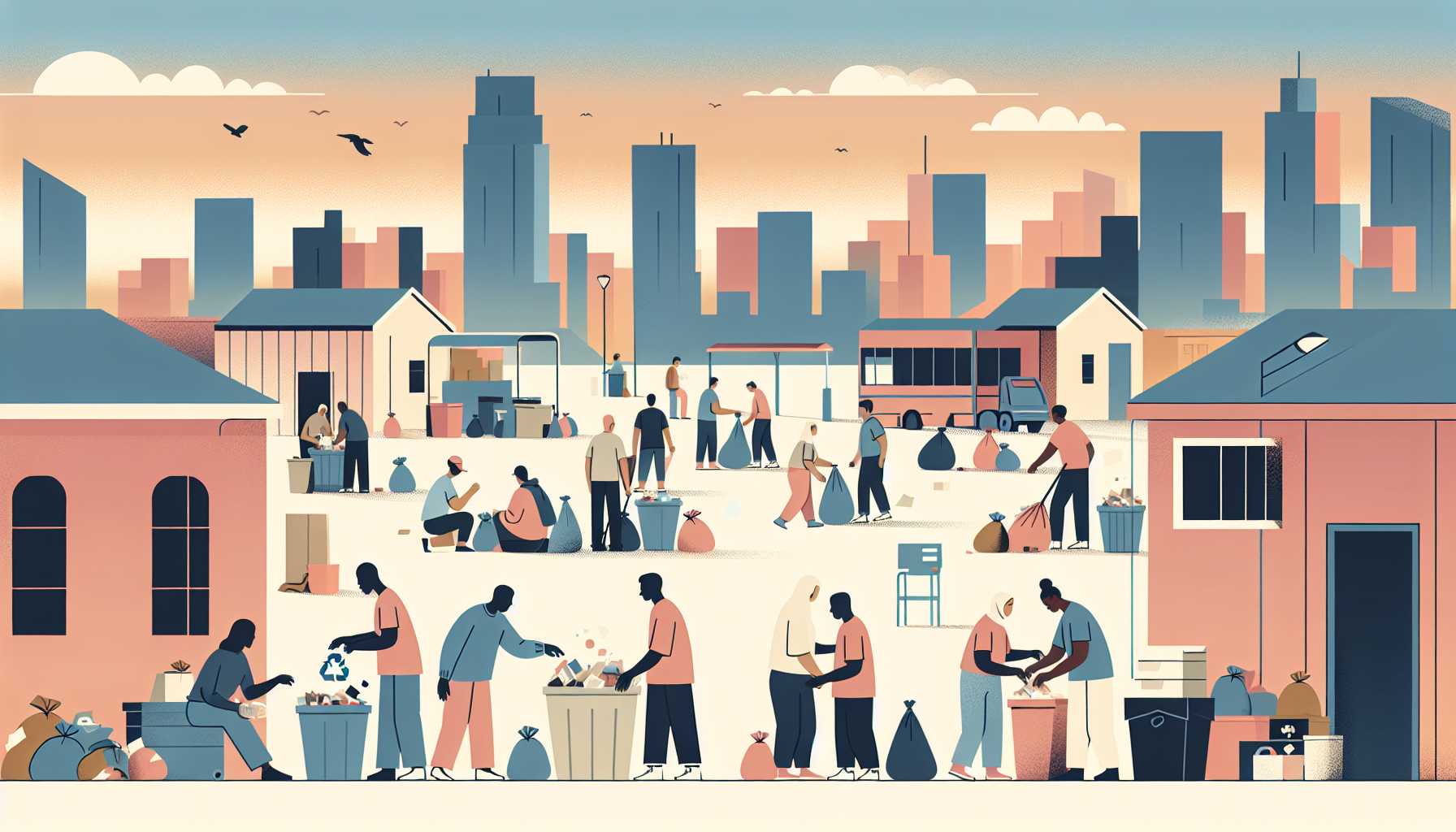 Illustration of waste pickers collecting materials