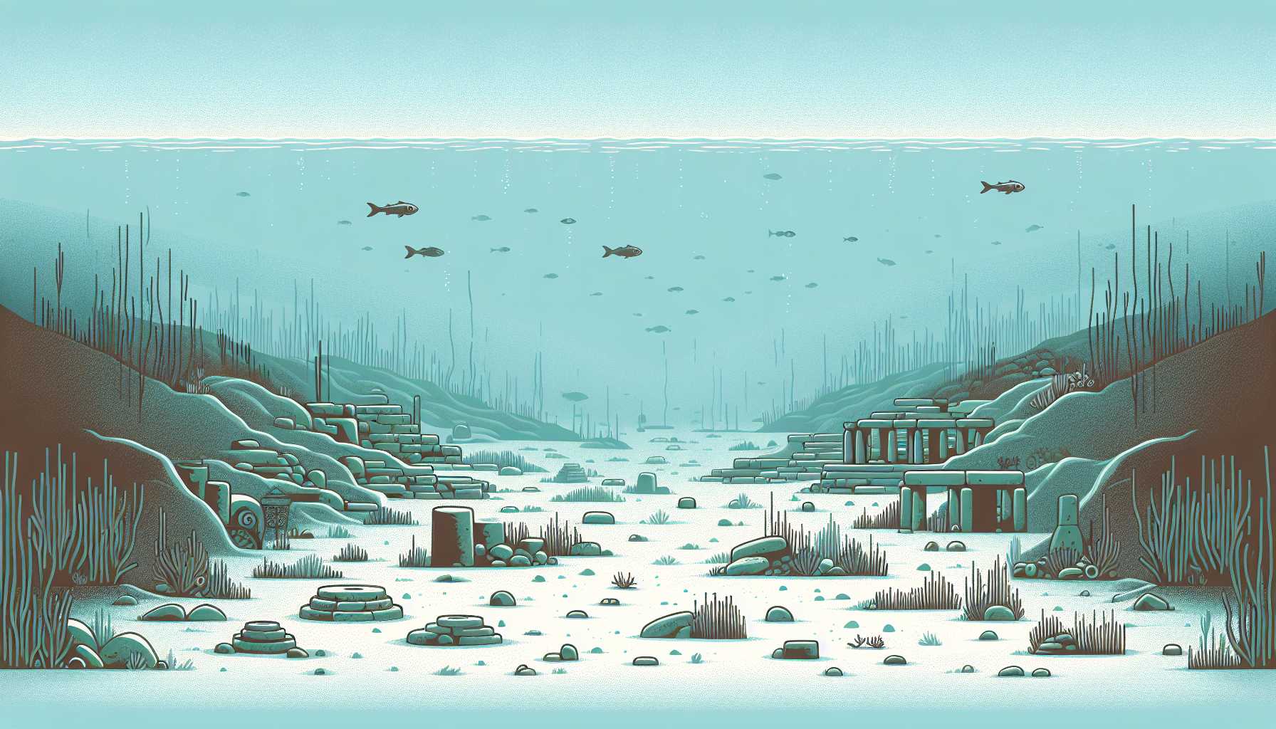 Illustration of ancient underwater settlement