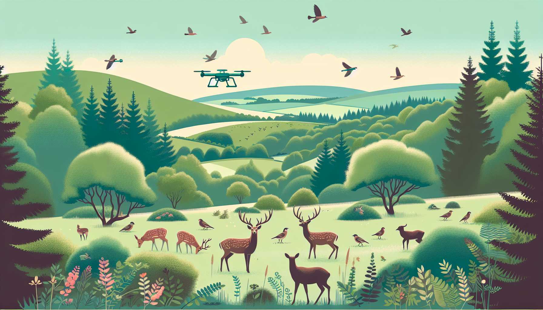 Illustration of diverse wildlife in Dartmoor