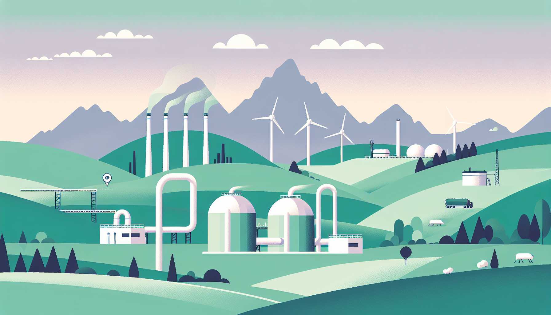 Illustration of carbon capture facilities