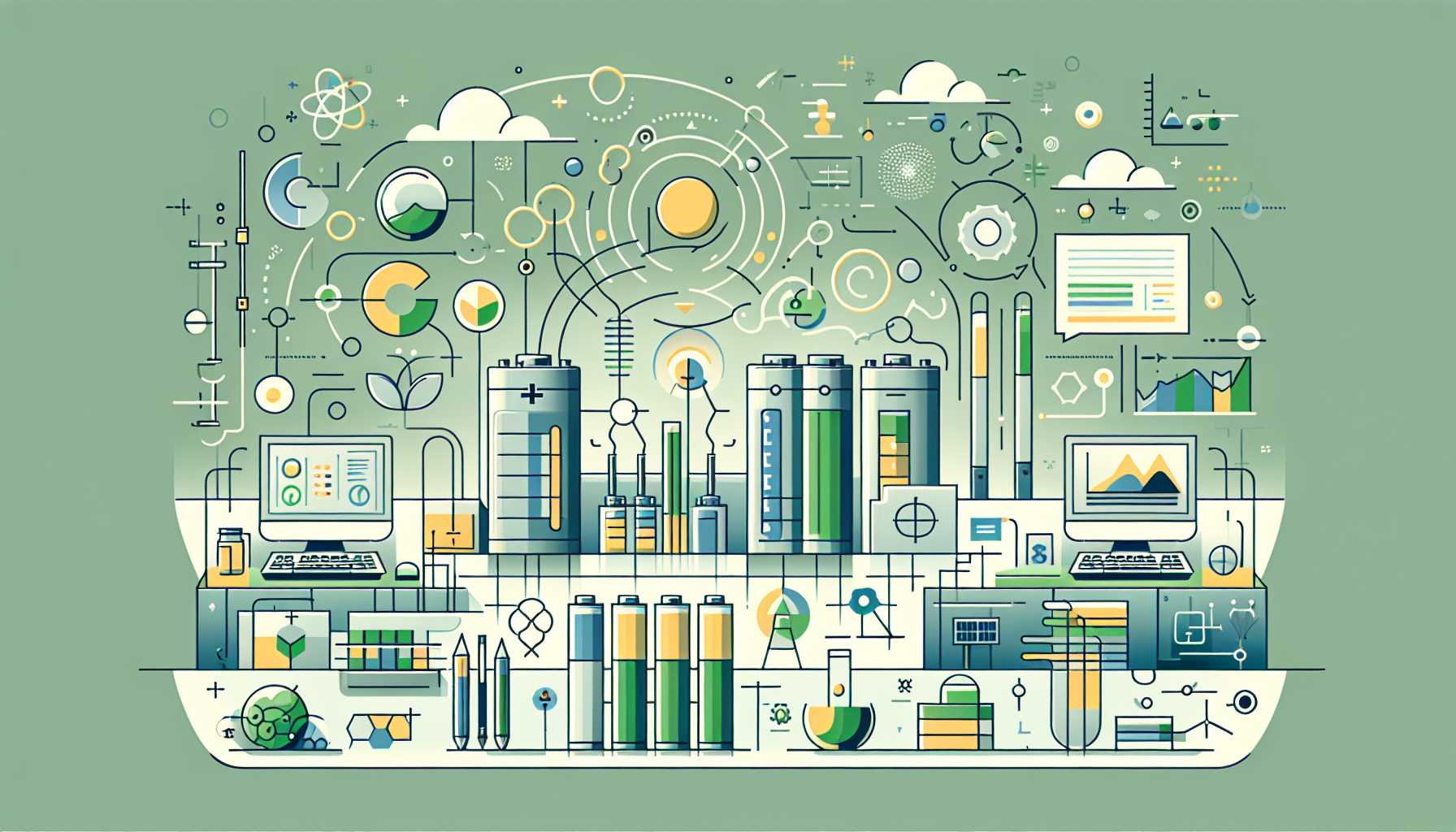 Illustration of futuristic batteries
