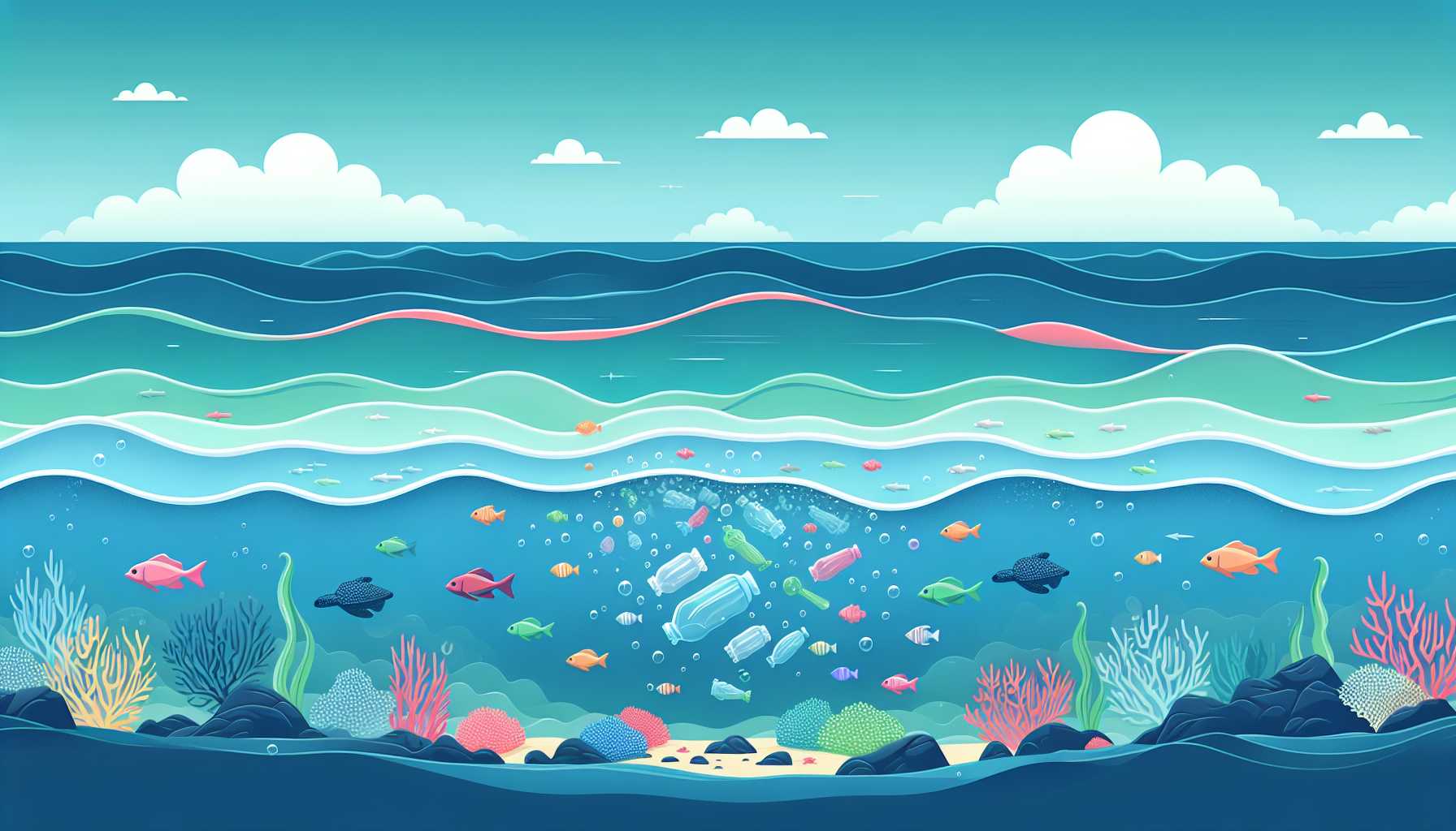 Illustration of biodegradable plastic dissolving