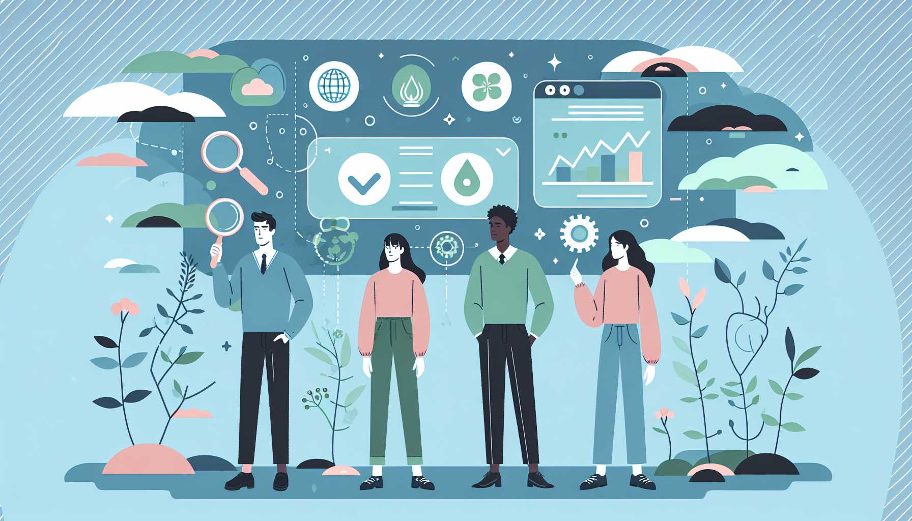 Illustration of diverse people interacting