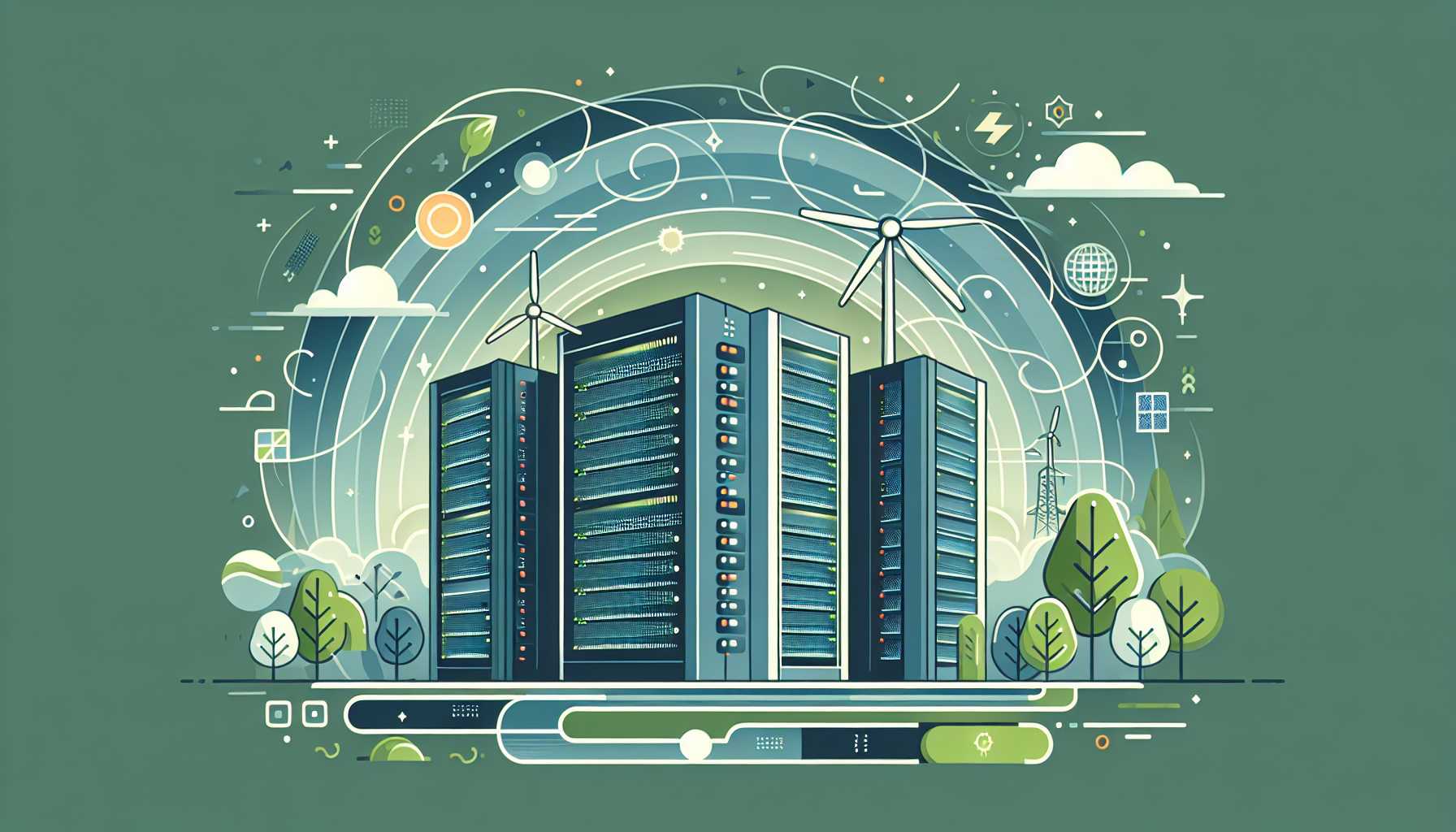 Illustration of a futuristic data center