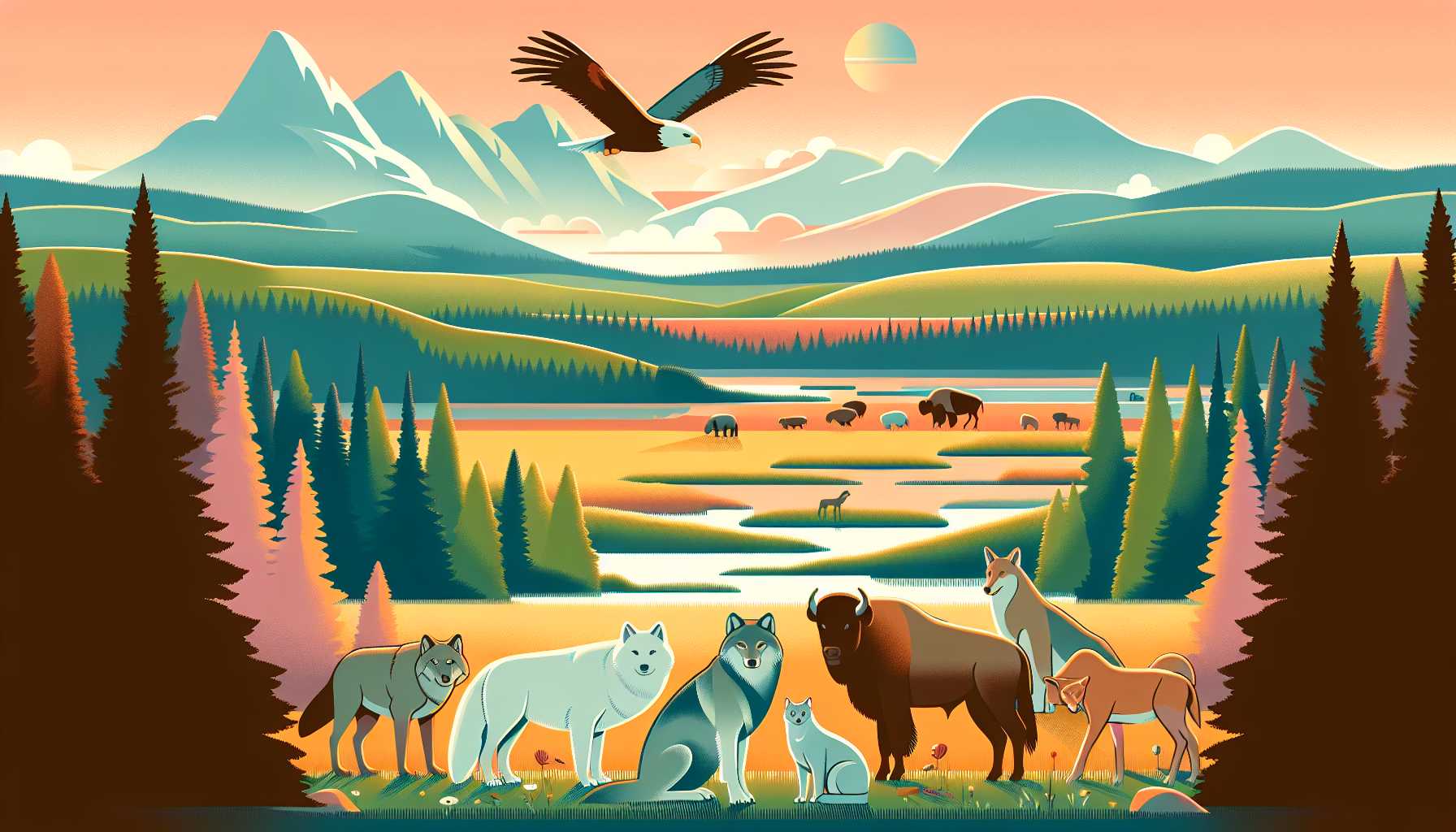 Illustration of diverse North American endangered species