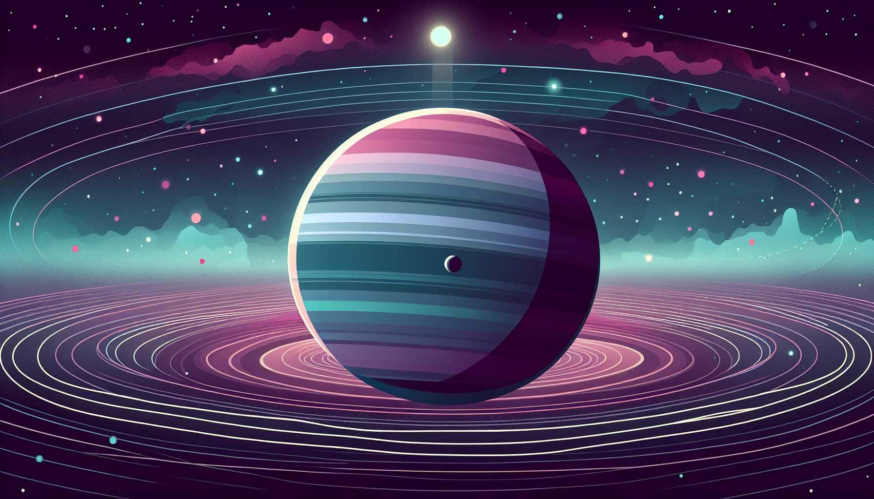 Illustration of exoplanet surrounded by cosmic landscape