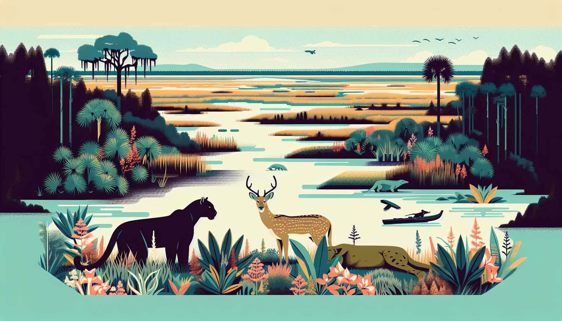 Illustration of Florida wildlife habitat