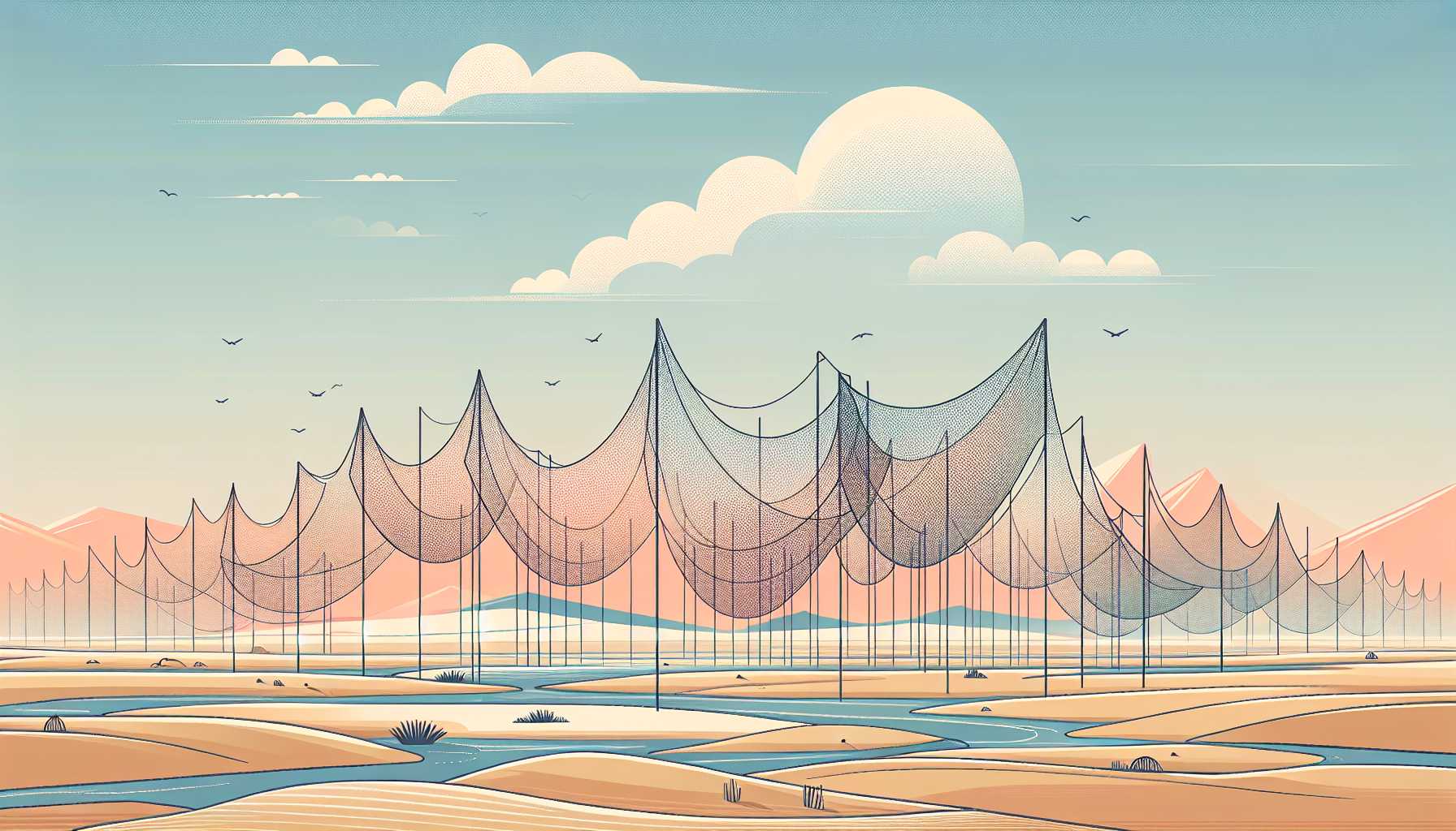 Illustration of fog harvesting nets