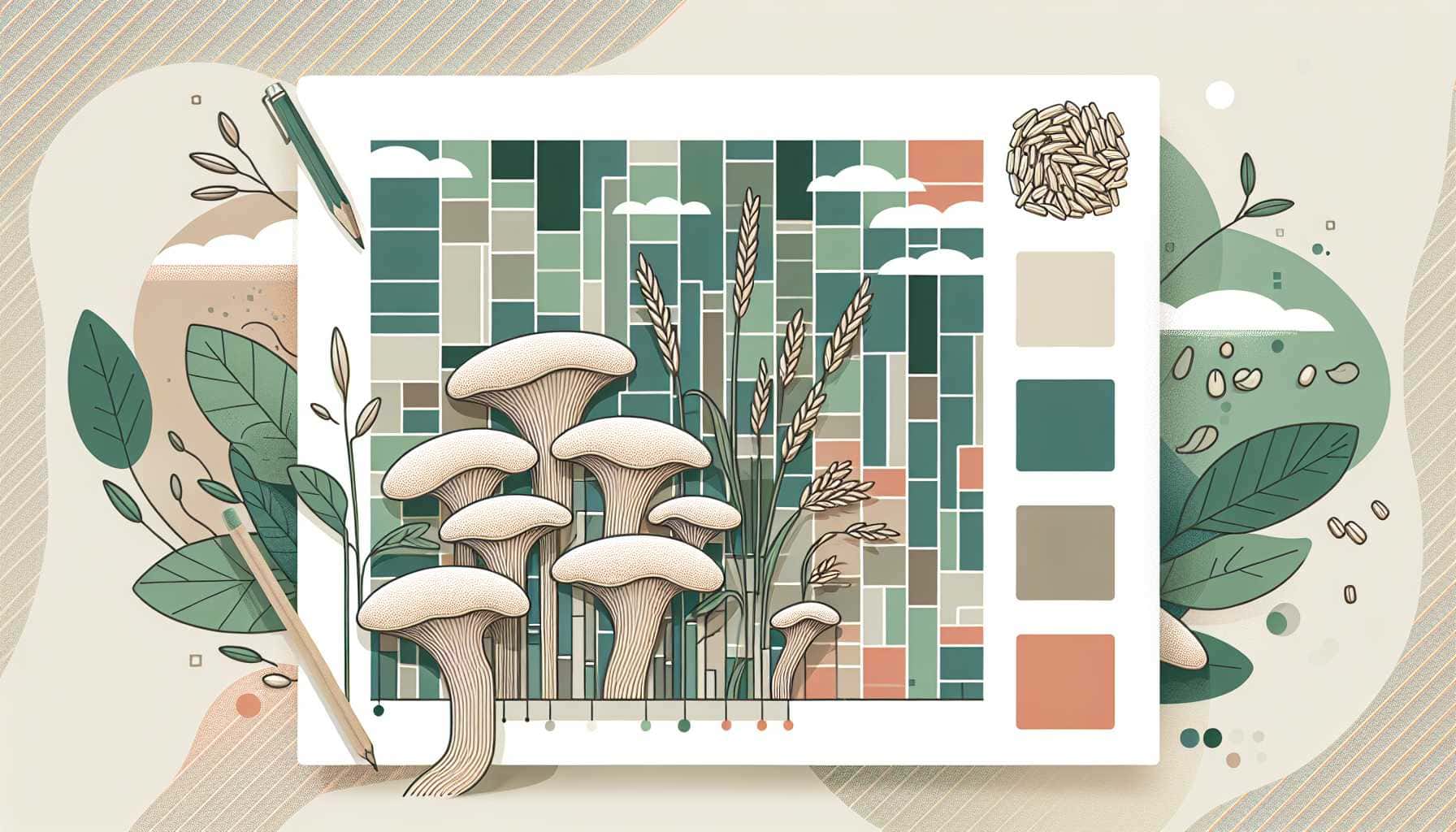 Illustration of fungi tiles design
