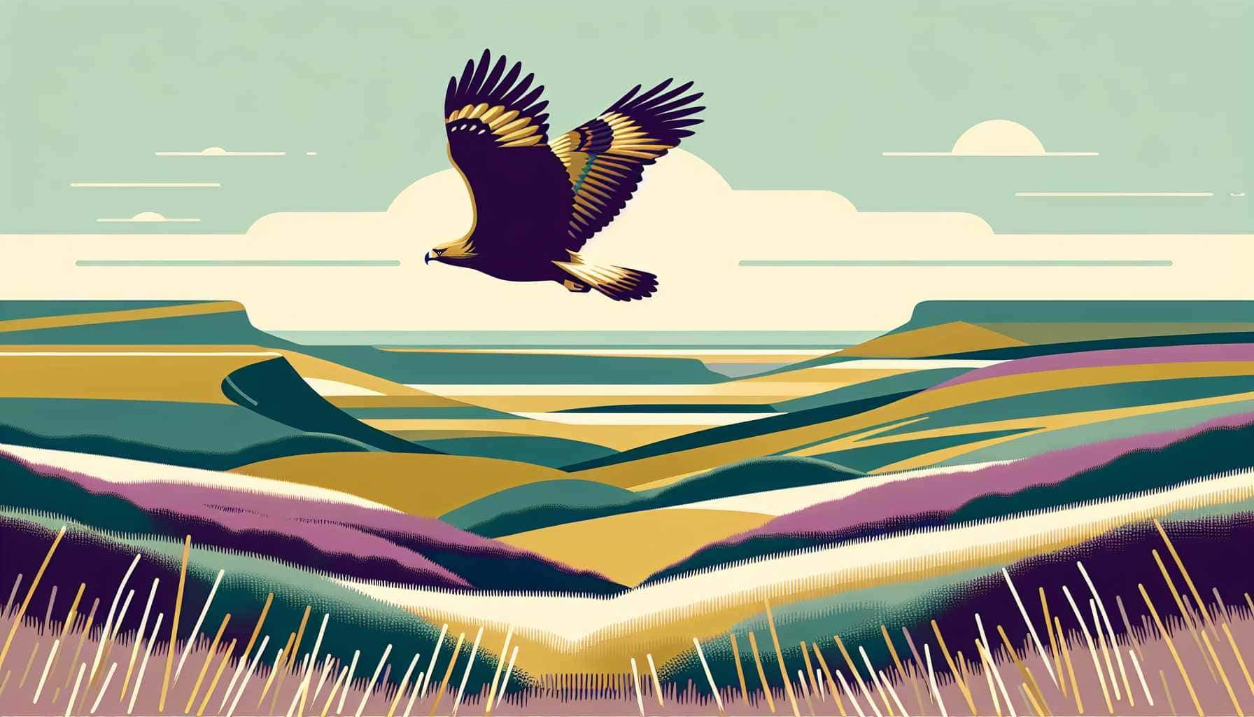 Illustration of a golden eagle soaring