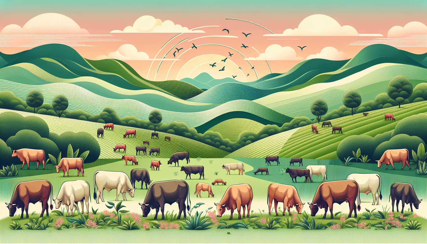 Illustration of lush grasslands in Costa Rica